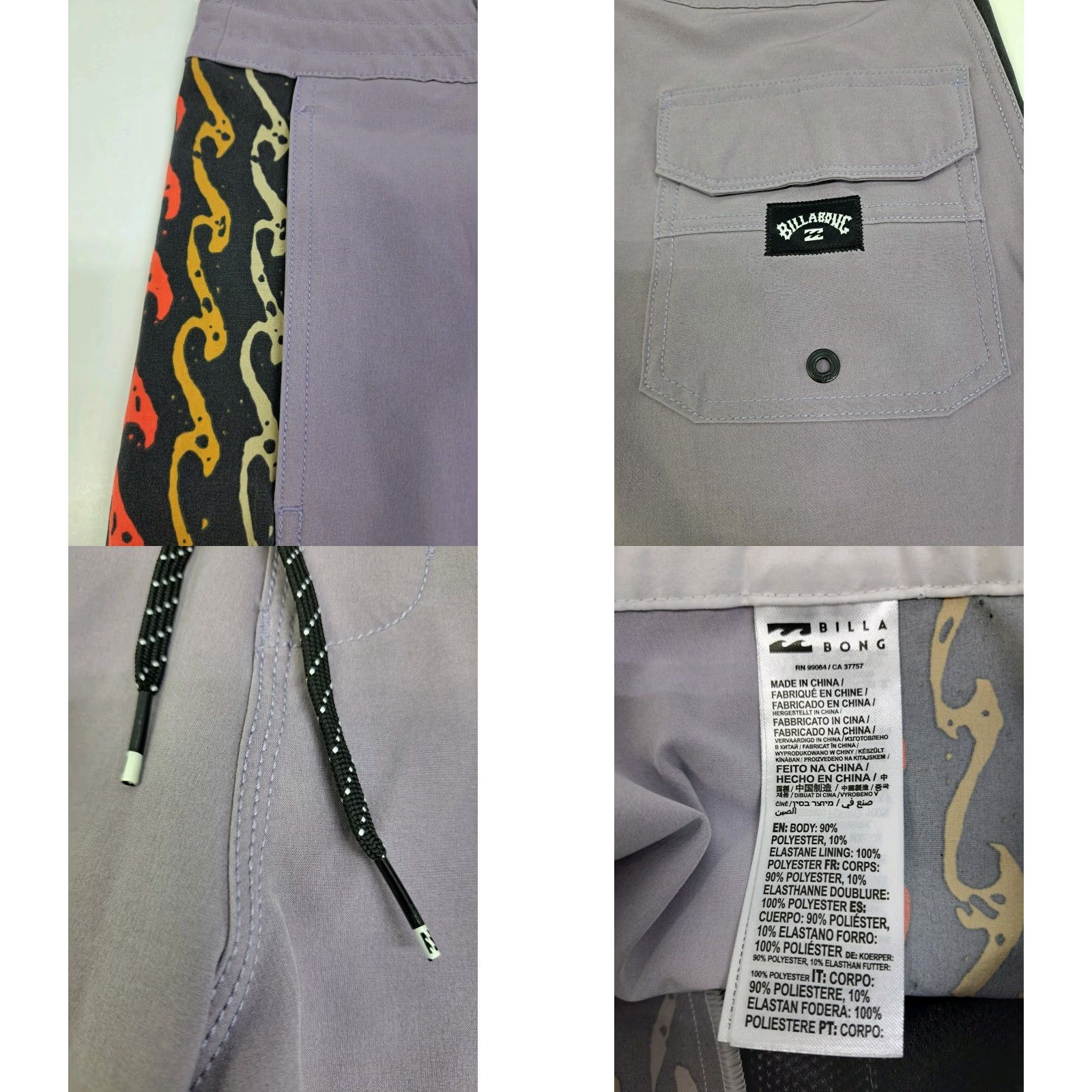 Billabong Billabong Board Shorts Men 28 Grey Multicolored Wave Solid Quick Dry Front Pockets Drawstring 90s Beach NWT Size US 28 / EU 44 - 8 Thumbnail