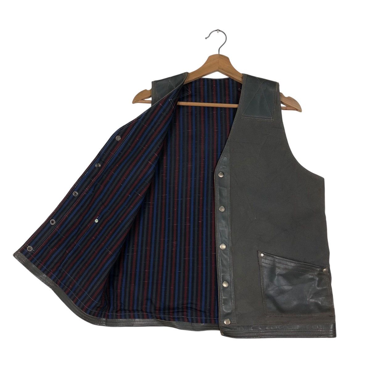Japanese Brand × Vintage 📌Vintage Waist Coats Vest Duck Canvas Blanket Tartan Size US M / EU 48-50 / 2 - 12 Thumbnail