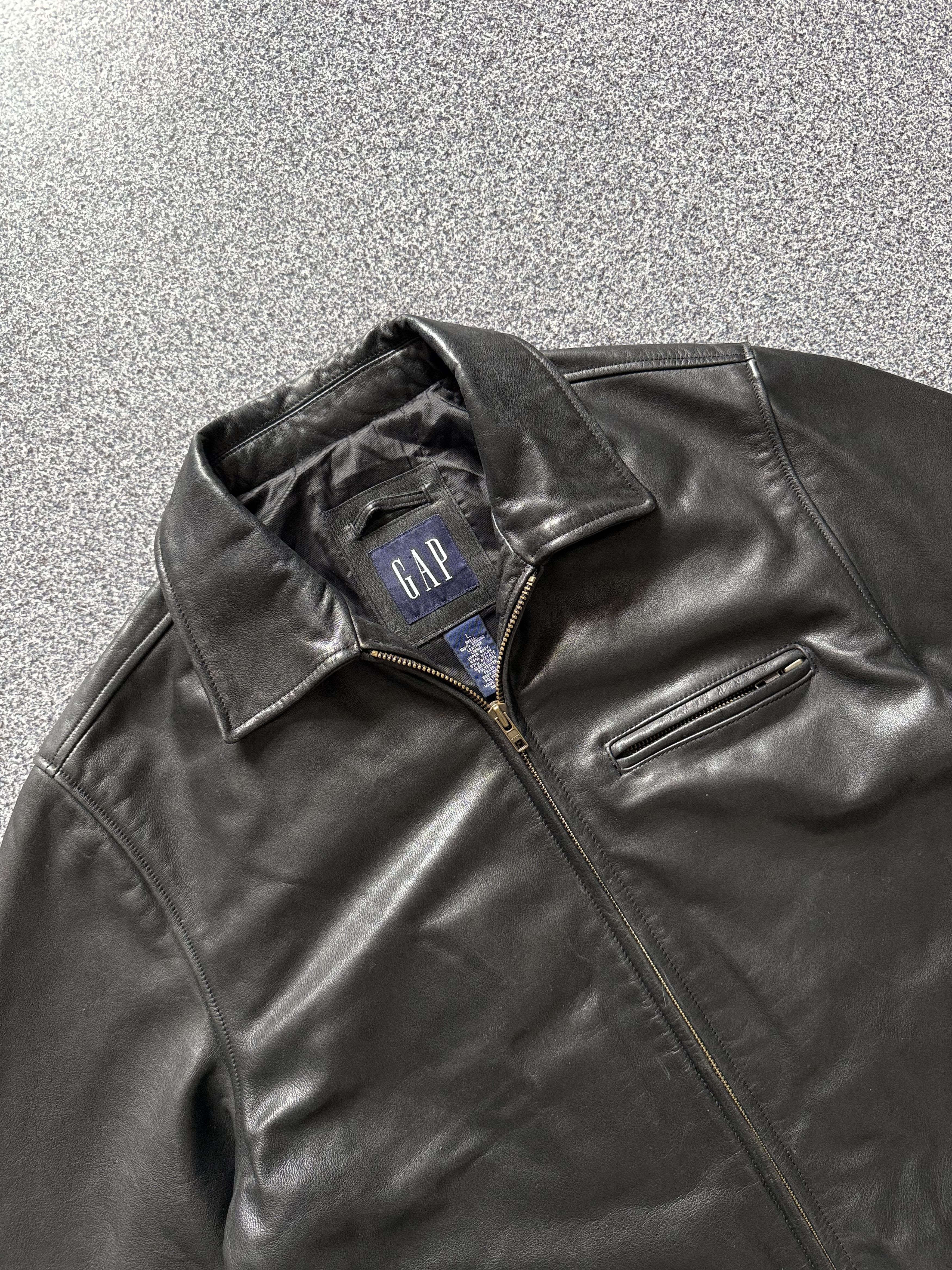 Men's Vintage GAP Leather Jacket Black Size L