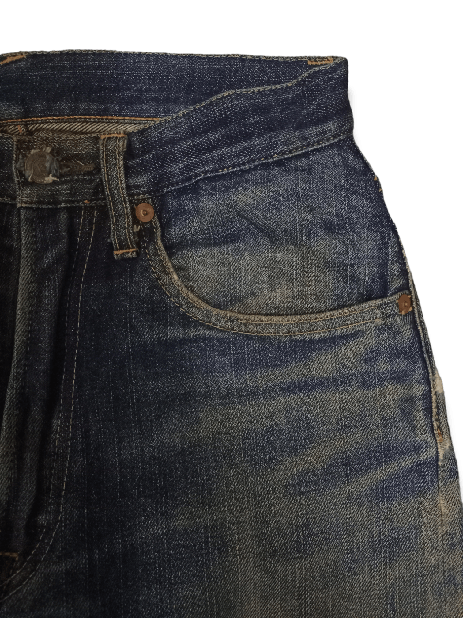 45rpm Vintage Japanese 45RPM Studio Mud Wash Distress Loose Jeans Size US 26 / EU 42 - 6 Thumbnail