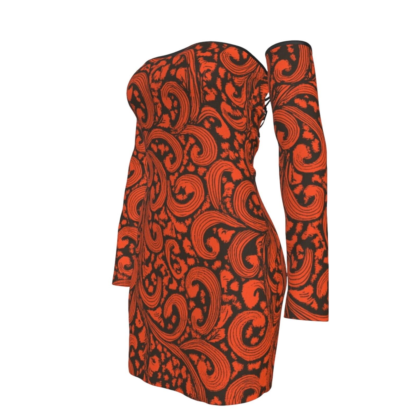 Other FullbreedCustom Print Women's shoulder Back Lace-up Dress Size M / US 6-8 / IT 42-44 - 2 Thumbnail