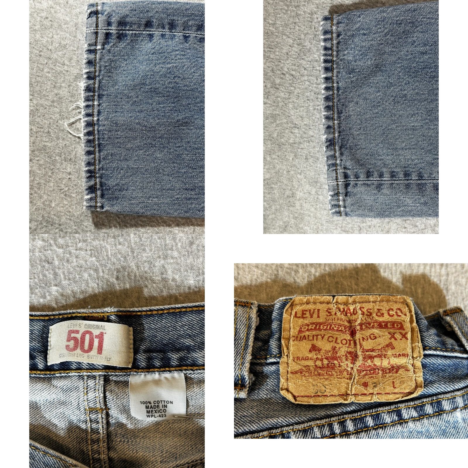 Levi's Levi's 501 Jeans Mens 38x29 Straight Button Fly Light Blue Denim Vintage Distressed Pockets Logo 38x29 Mens Mens Jeans Blue Straight Button Fly 501 Size US 38 / EU 54 - 8 Thumbnail