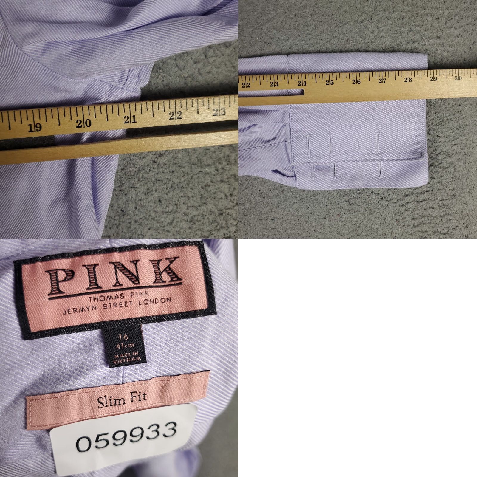 Pinko Thomas Pink Dress Shirt Mens Size 16 Purple French Cuff Long Sleeve Button Up Size 42R - 8 Thumbnail