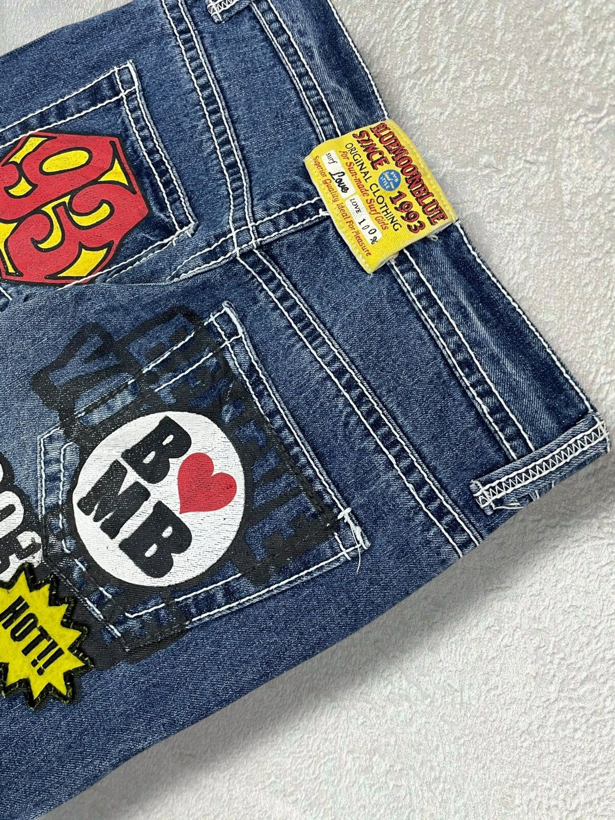 Japanese Brand Vintage 1990s Japan Designer Blue Moon Blue Surf Girl Denim Size US 29 - 5 Thumbnail