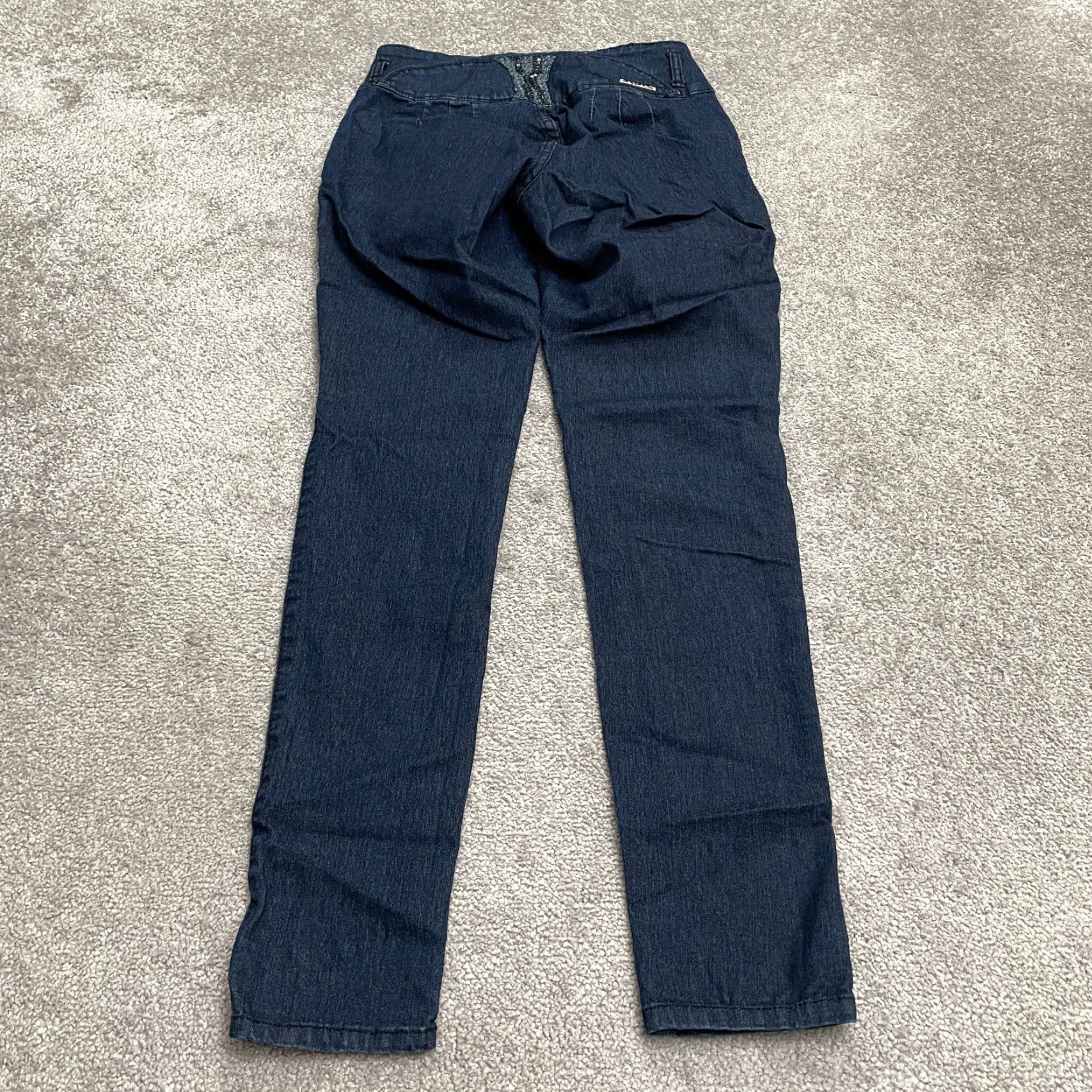 Vintage Diamante Jeans Diamante High Rise Denim Jeans Juniors 7 Blue Dark Wash Sequin Stretch 28x30 Skinny City Modern 7 Womens Size 28" / US 6 / IT 42 - 2 Thumbnail