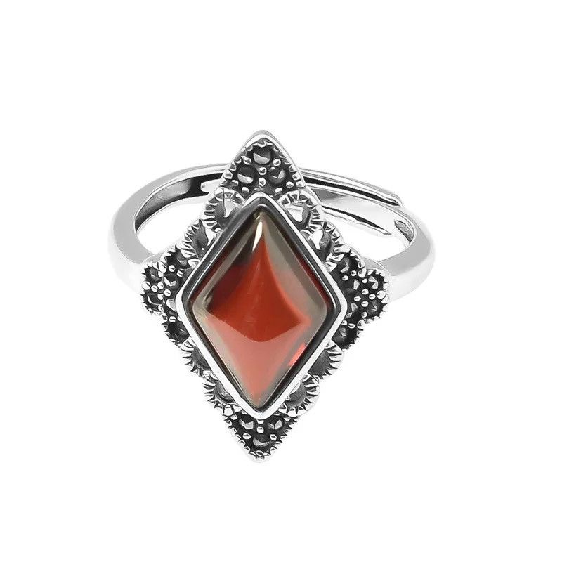 Japanese Brand × Jewelry × Vintage Creative Red Garnet Stone Craft Ring Size ONE SIZE - 4 Thumbnail
