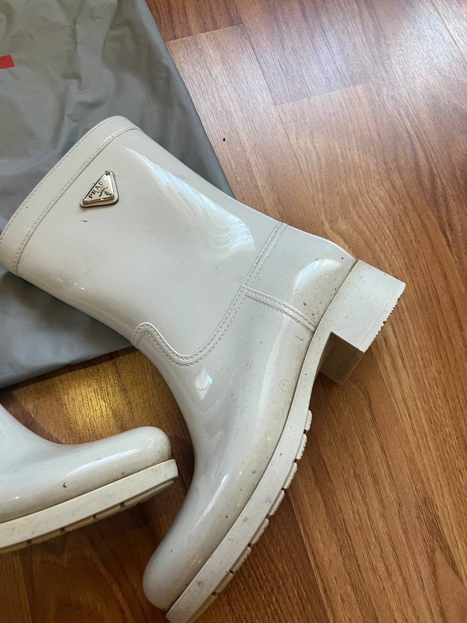 Prada Prada Logo Rubber Rain Boots Size US 8 / IT 38 - 4 Thumbnail