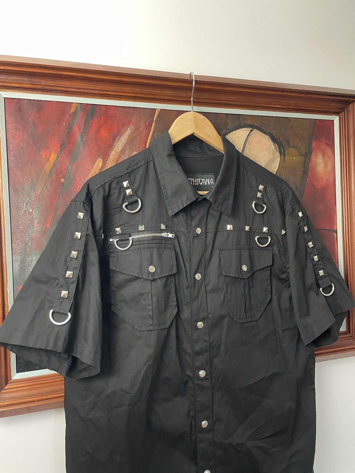 Vintage Gothicana Black Avant Garde Button Up Shirt Alternative Emo Size US L / EU 52-54 / 3 - 3 Thumbnail