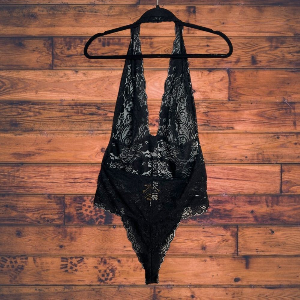 Other Adore Me Black Lace Halter Bodysuit 2X Size 3XL / US 20-22 - 2 Thumbnail