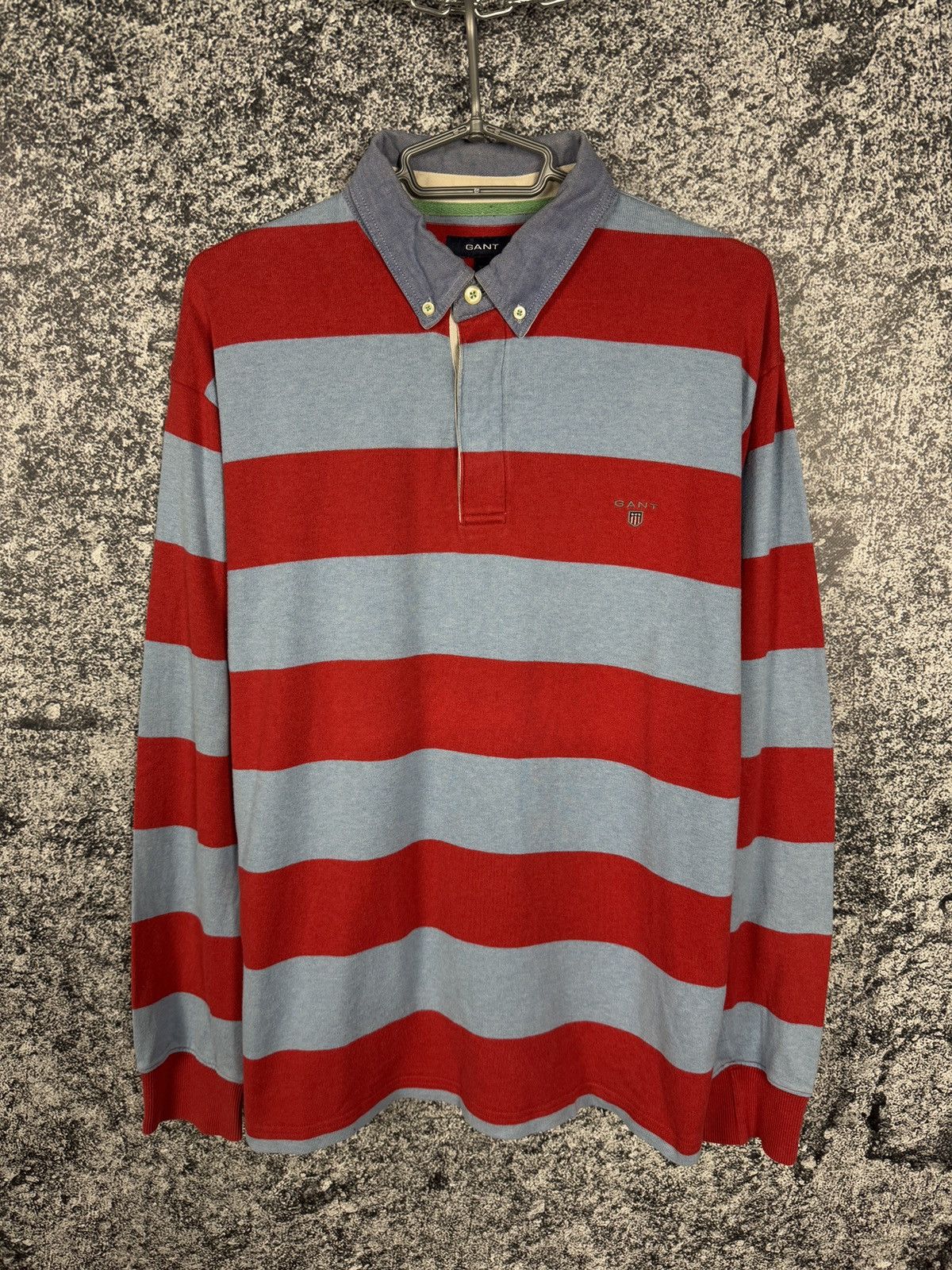 Gant Men’s GANT Long Sleeve Striped Polo Shirt Rugby Style XL Size US XL / EU 56 / 4 - 1 Thumbnail