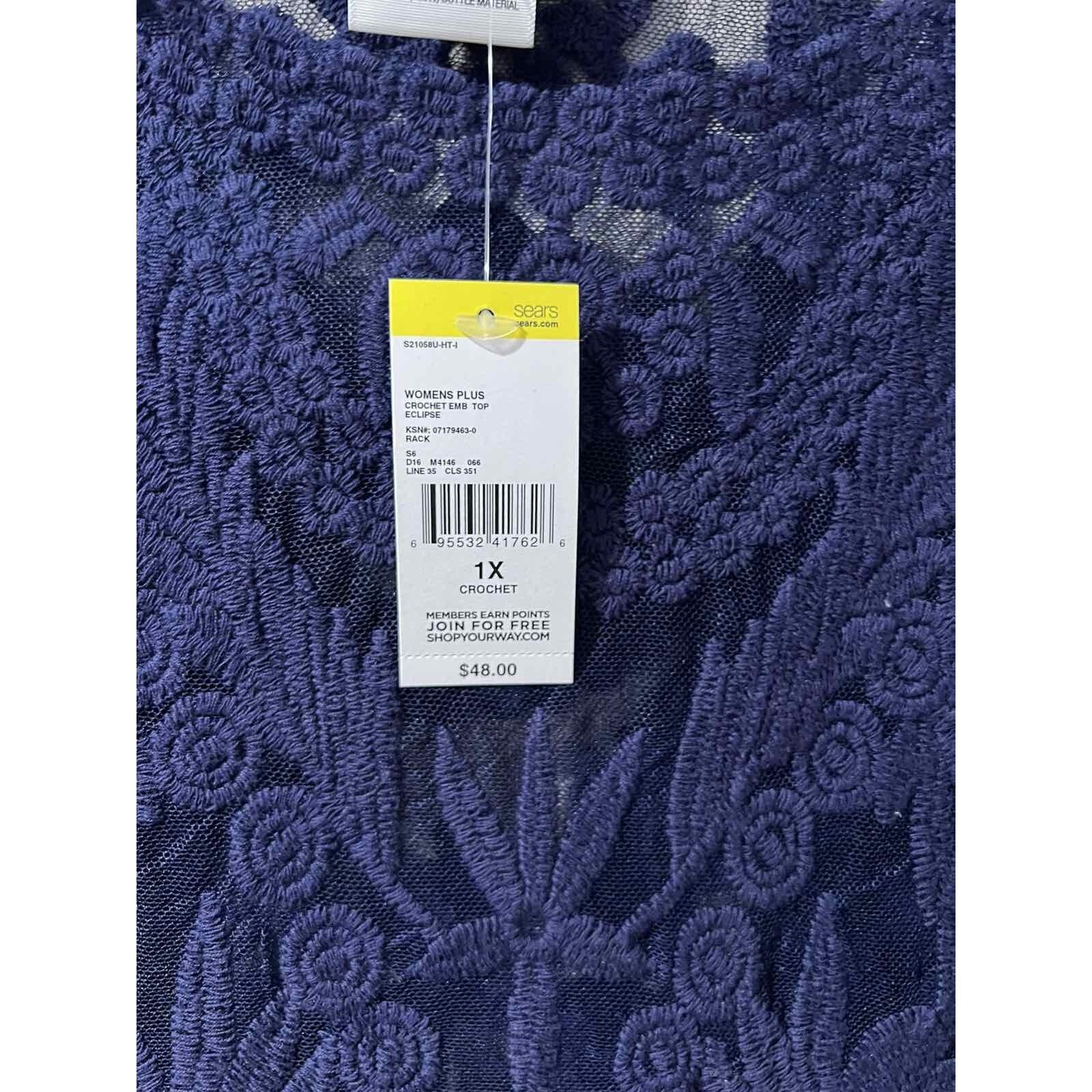 & Other Stories Emma WOMENS EMB TOP ECLIPSE Blue Size 1X A001775 Size 4XL / US 24-26 - 6 Thumbnail