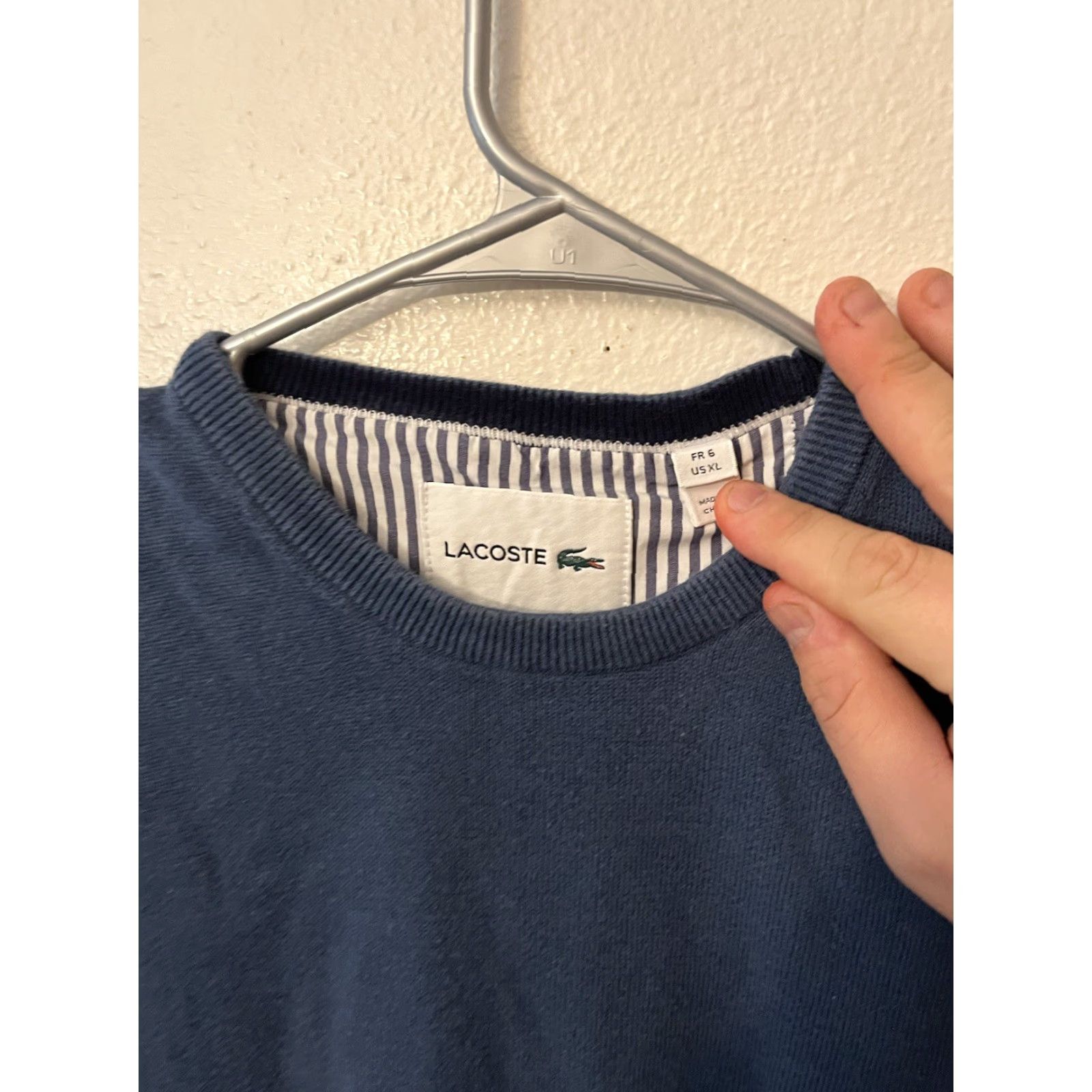 Lacoste Lacoste CREW-Neck Cotton Sweater Mens Size 6 XL Blue Size US XL / EU 56 / 4 - 2 Thumbnail