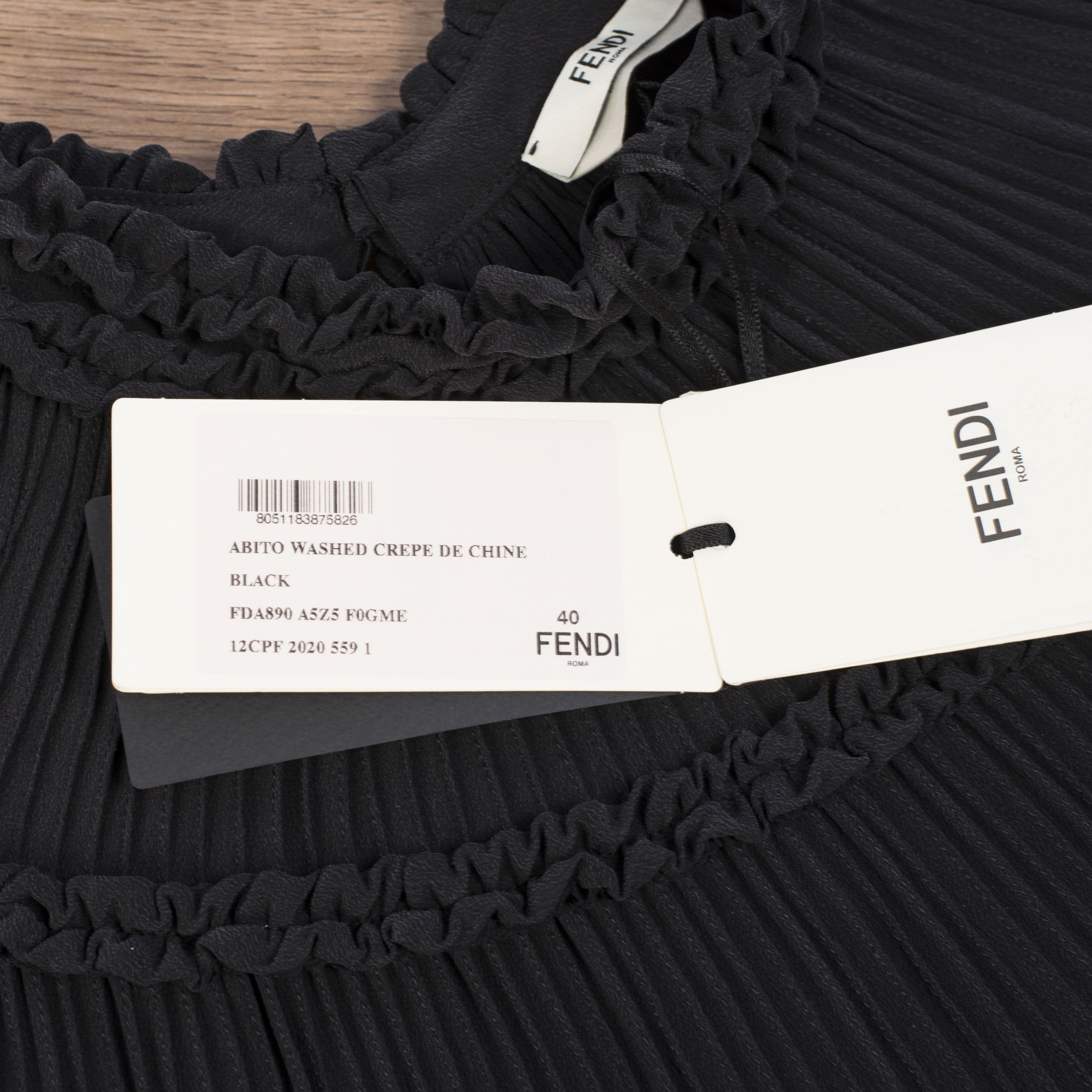 Fendi Crêpe De Chine Dress With Ruffles In Black Silk Size M / US 6-8 / IT 42-44 - 10 Thumbnail