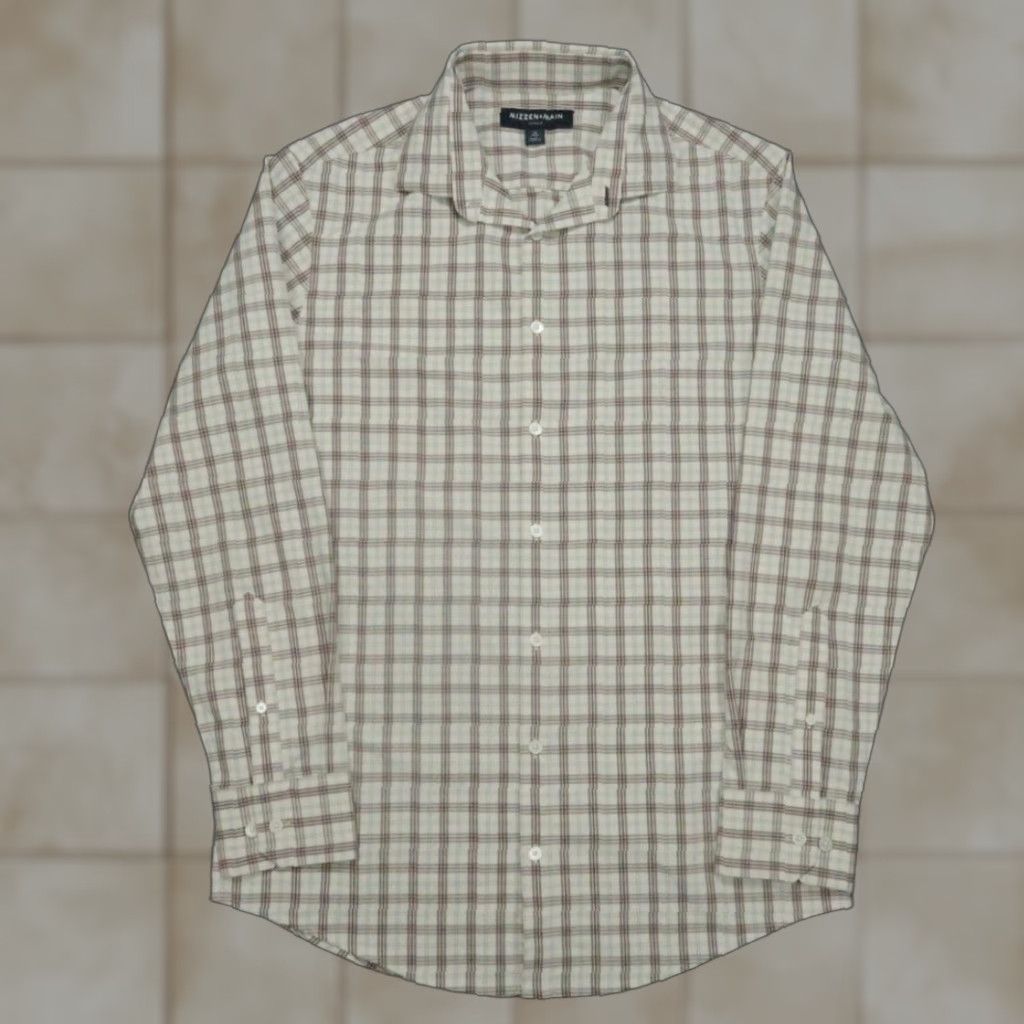 Mizzen+Main Mizzen+Main Shirt Mens M Brown Plaid Button-Up Slim Fit Casual Long Sleeve Beige Xs S? Size US M / EU 48-50 / 2 - 1 Thumbnail