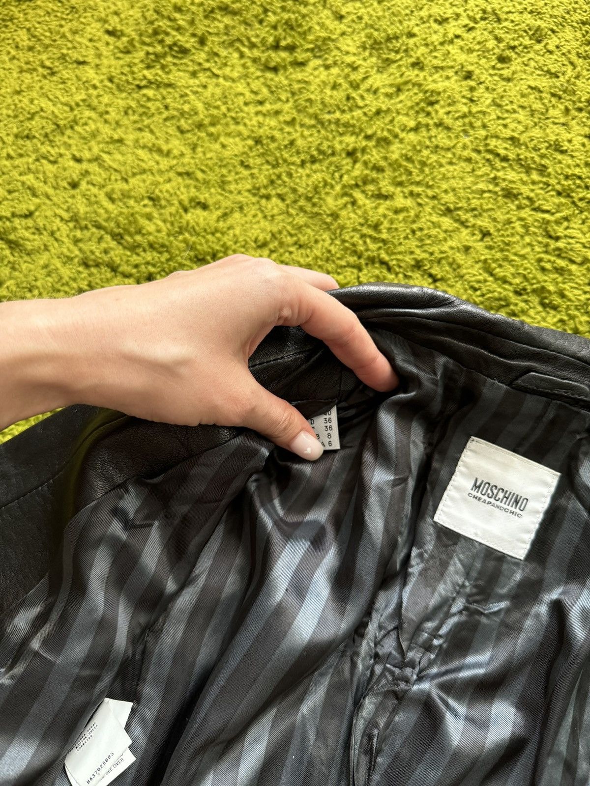 Genuine Leather × Moschino × Vintage Moschino 2000s vintage Y2K leather blazer jacket Size M / US 6-8 / IT 42-44 - 5 Thumbnail