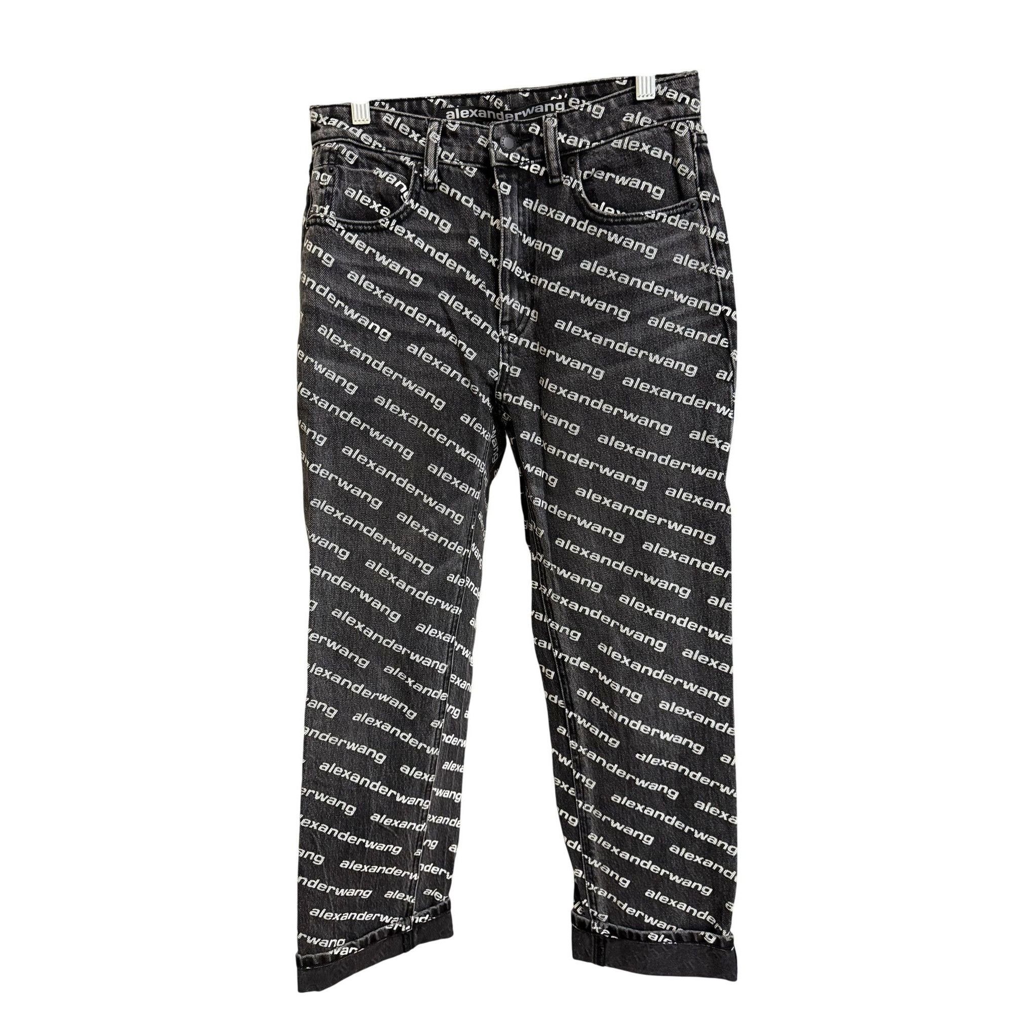 Alexander Wang Alexander Wang Black & White Logo Print Denim Jeans Straight Size 26" / US 2 / IT 38 - 1 Thumbnail