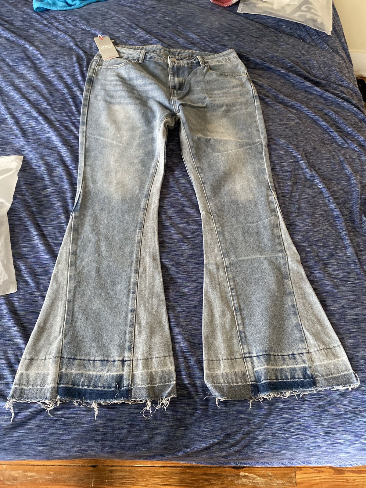 image of Stacked Flare Denim Pants in Blue, Men's (Size 33)