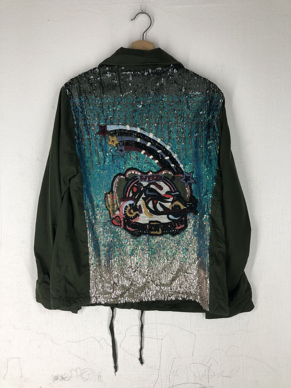 Zara Zara Ombré Seguin Motorcycle Patch Embroidered Army Jacket Size US S / EU 44-46 / 1 - 7 Thumbnail