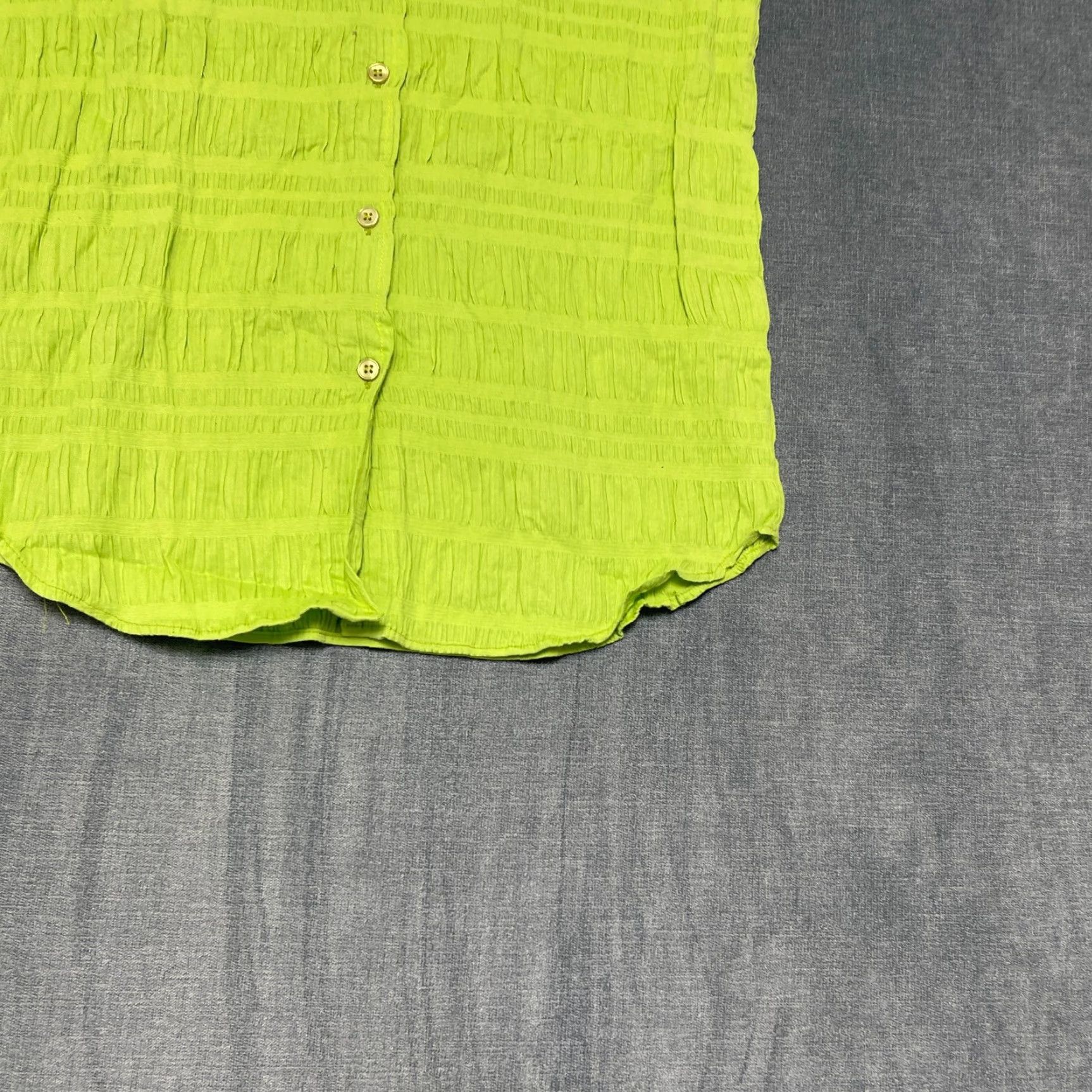 Vintage Casey & Max Top Womens Medium Neon Green Cotton Stretch Sleeveless Button Up Size M / US 6-8 / IT 42-44 - 2 Thumbnail