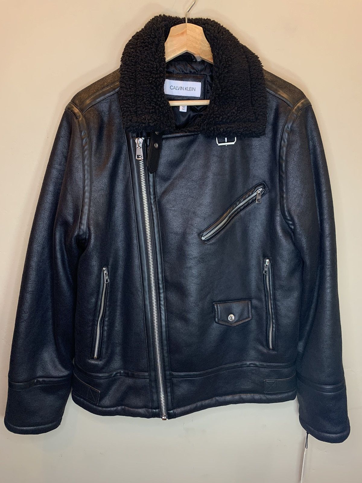 Calvin Klein *RARE* New Calvin Klein Moto Biker Zip Sherpa Collar Jacket Size US M / EU 48-50 / 2 - 1 Thumbnail