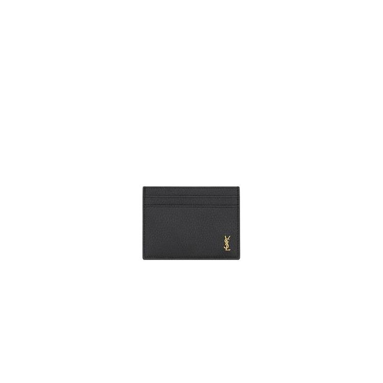 SAINT LAURENT Cassandre $380 Black Card Case New & Authentic