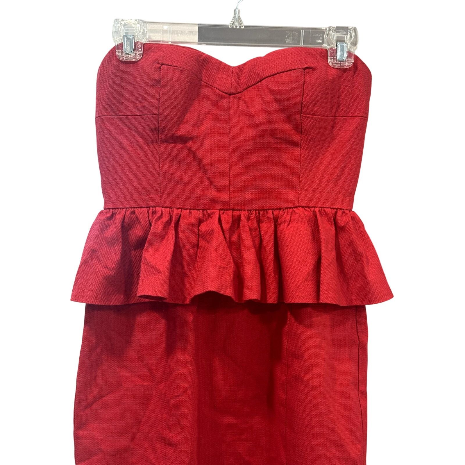 Other Anyn K Women's Red Strapless 100% Cotton Peplum Mini Dress S Size S / US 4 / IT 40 - 3 Thumbnail
