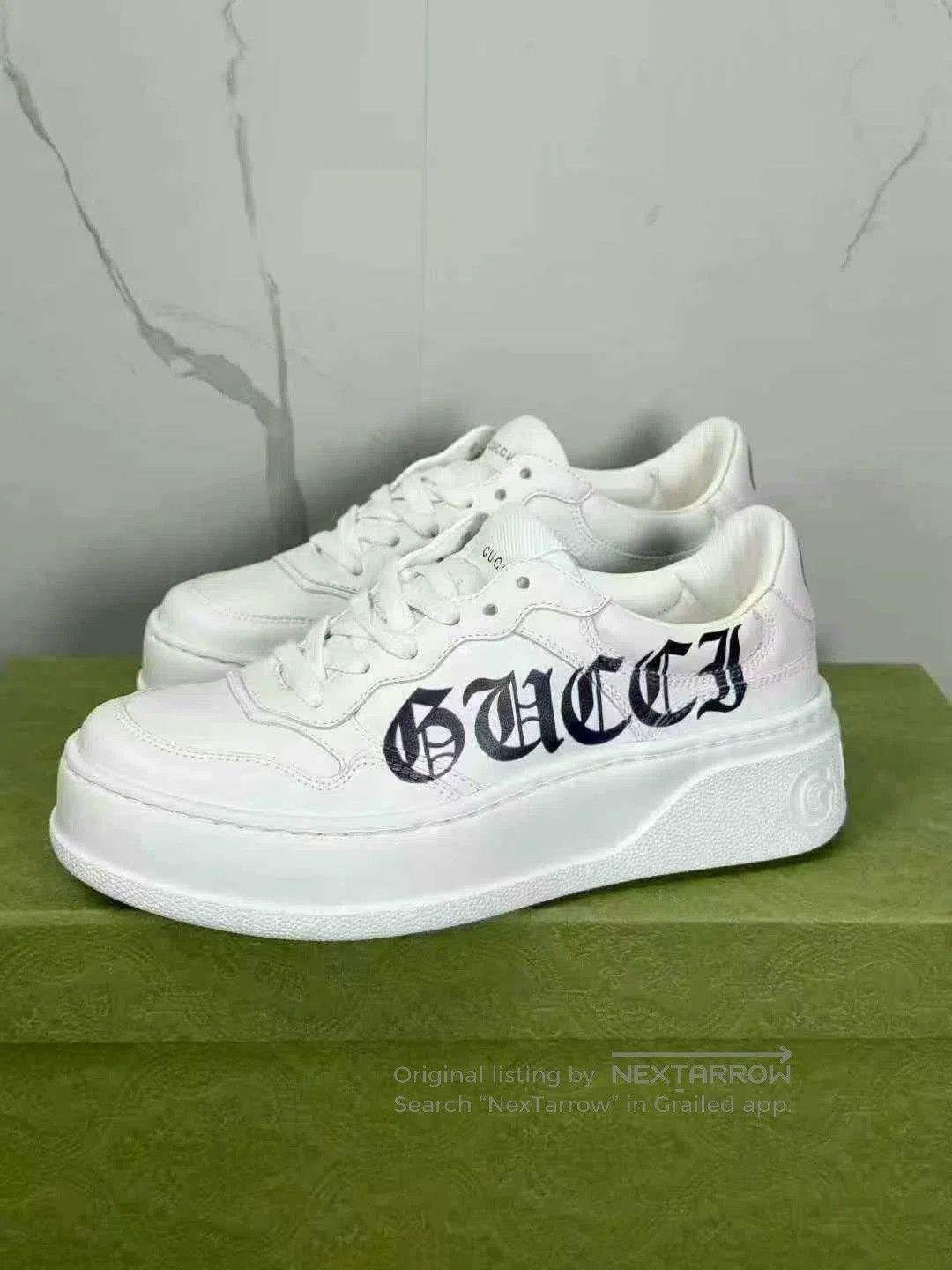 Gucci gucci white sneakers with logo print. Size US 5 / IT 35 - 1 Thumbnail