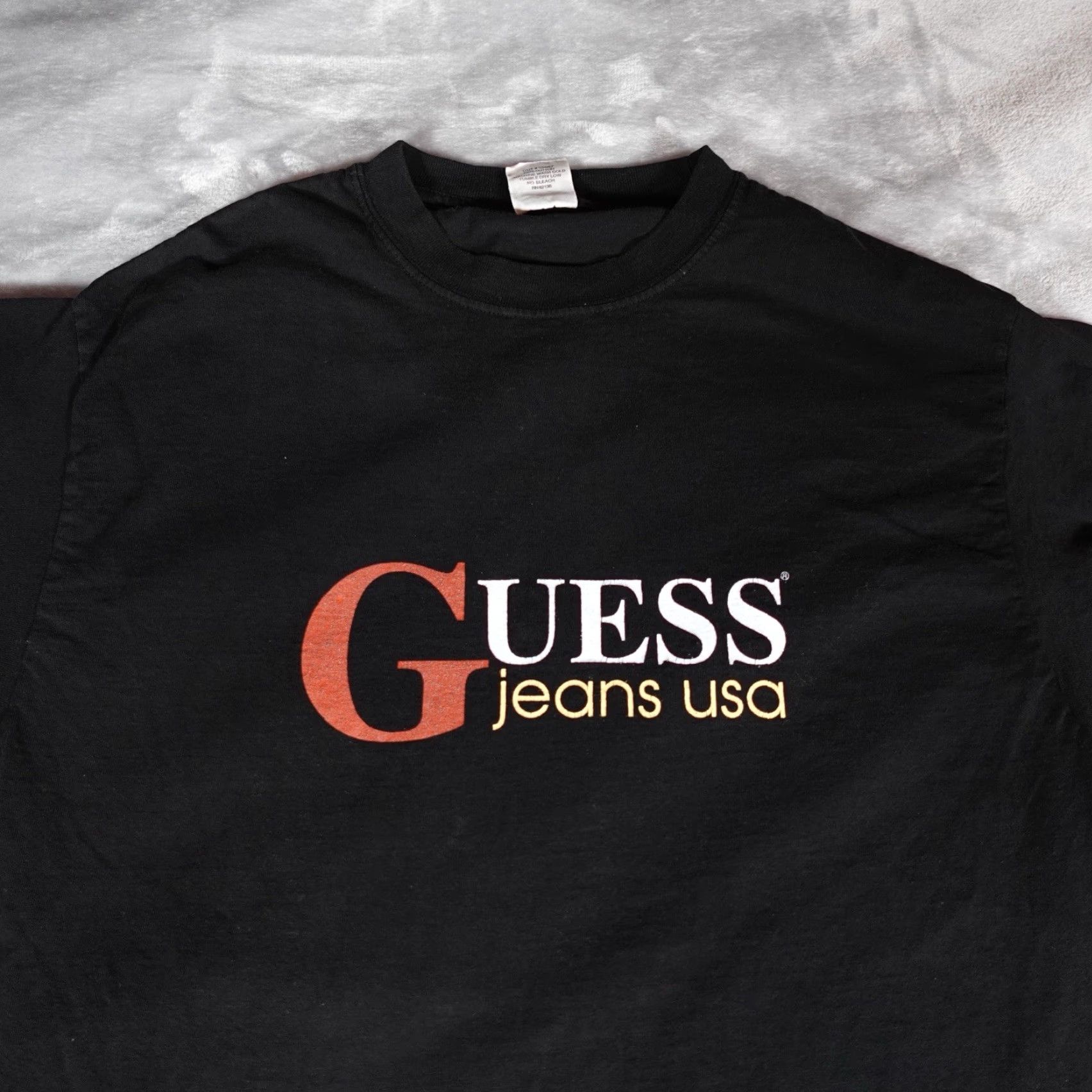 Guess VINTAGE Guess Jeans USA Graphic T-Shirt Men's Tall Medium Black 90s USA Logo Easy Care Size US M / EU 48-50 / 2 - 2 Thumbnail