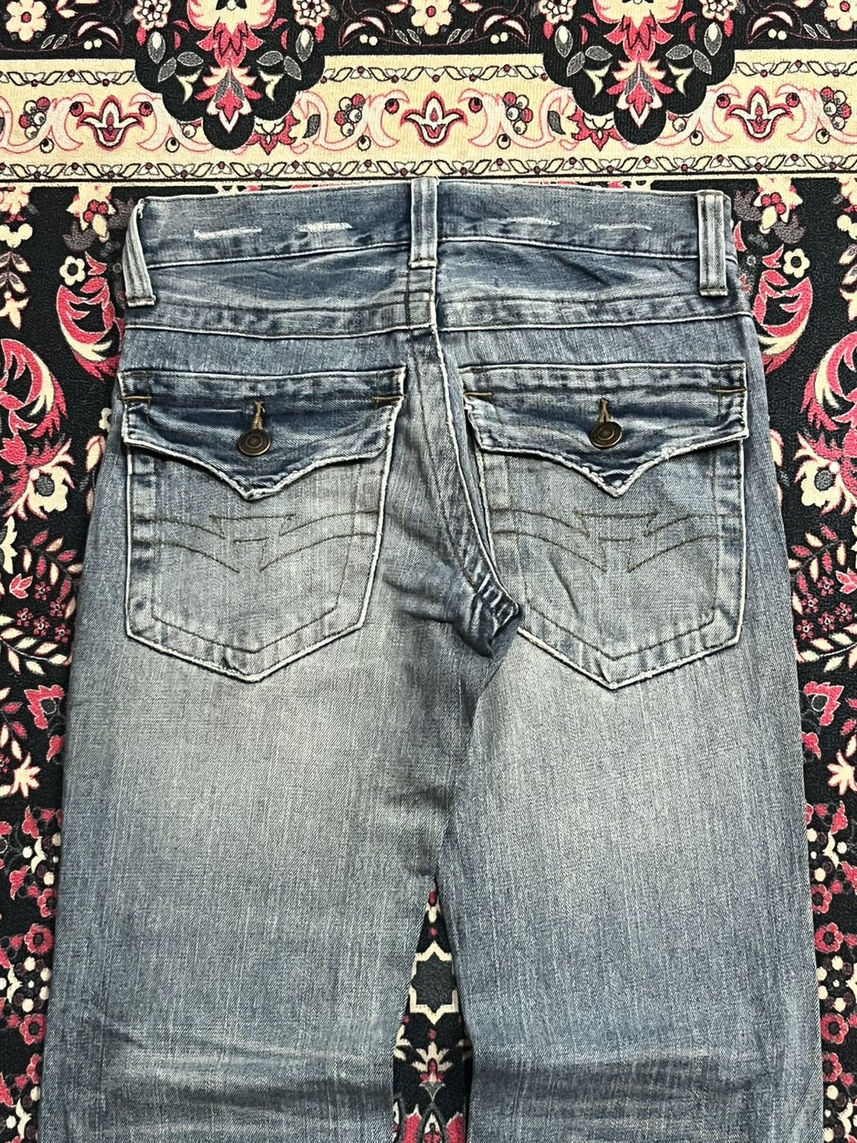 Tornado Mart Vintage Japanese Brand Blue Washed Distressed Flare Jeans Size US 28 / EU 44 - 6 Thumbnail