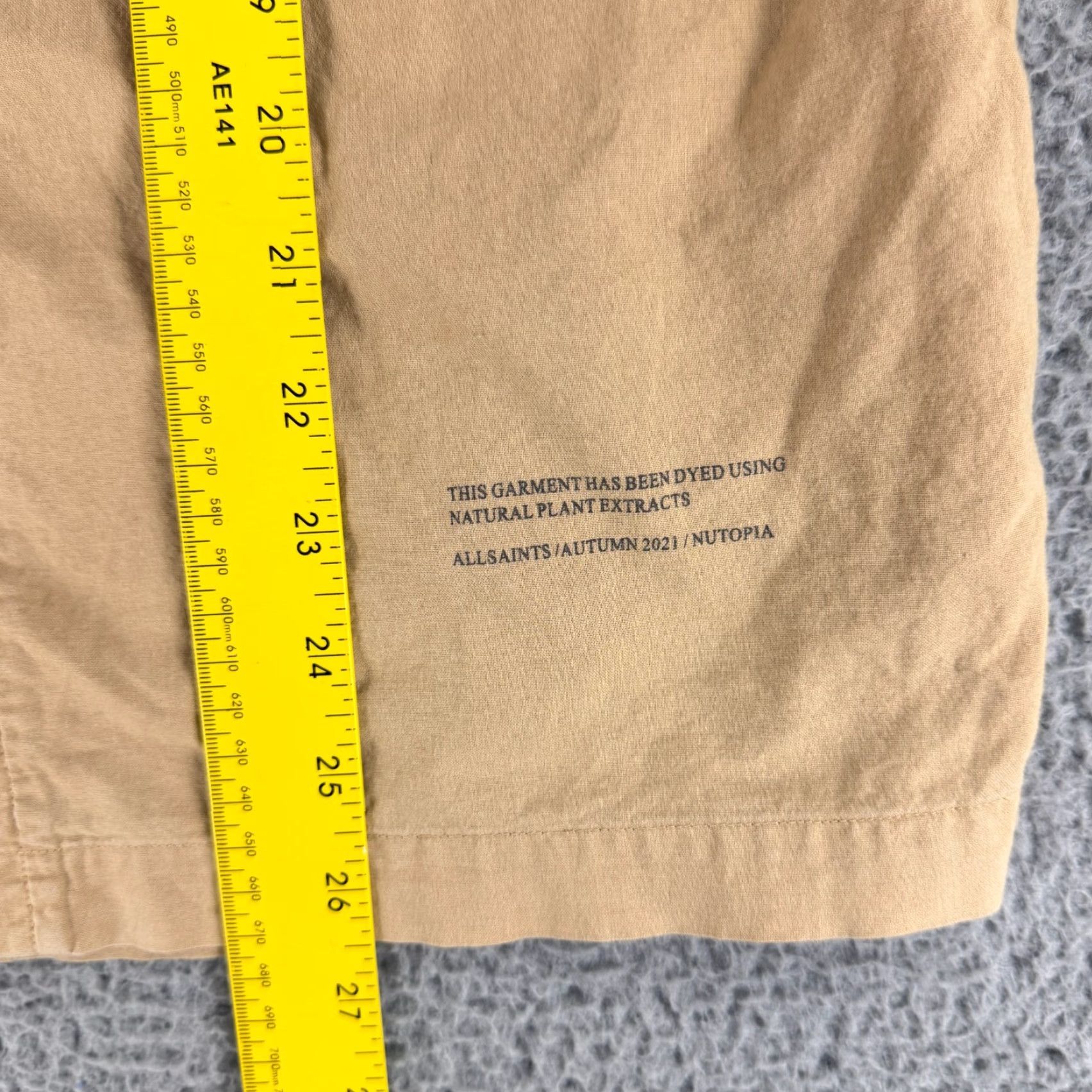 Allsaints AllSaints Strathmoor Button-Up Utility Shirt Mens Small Relaxed Fit Long Sleeve Brown Cotton Regular Pattern Solid Col Size US S / EU 44-46 / 1 - 7 Thumbnail