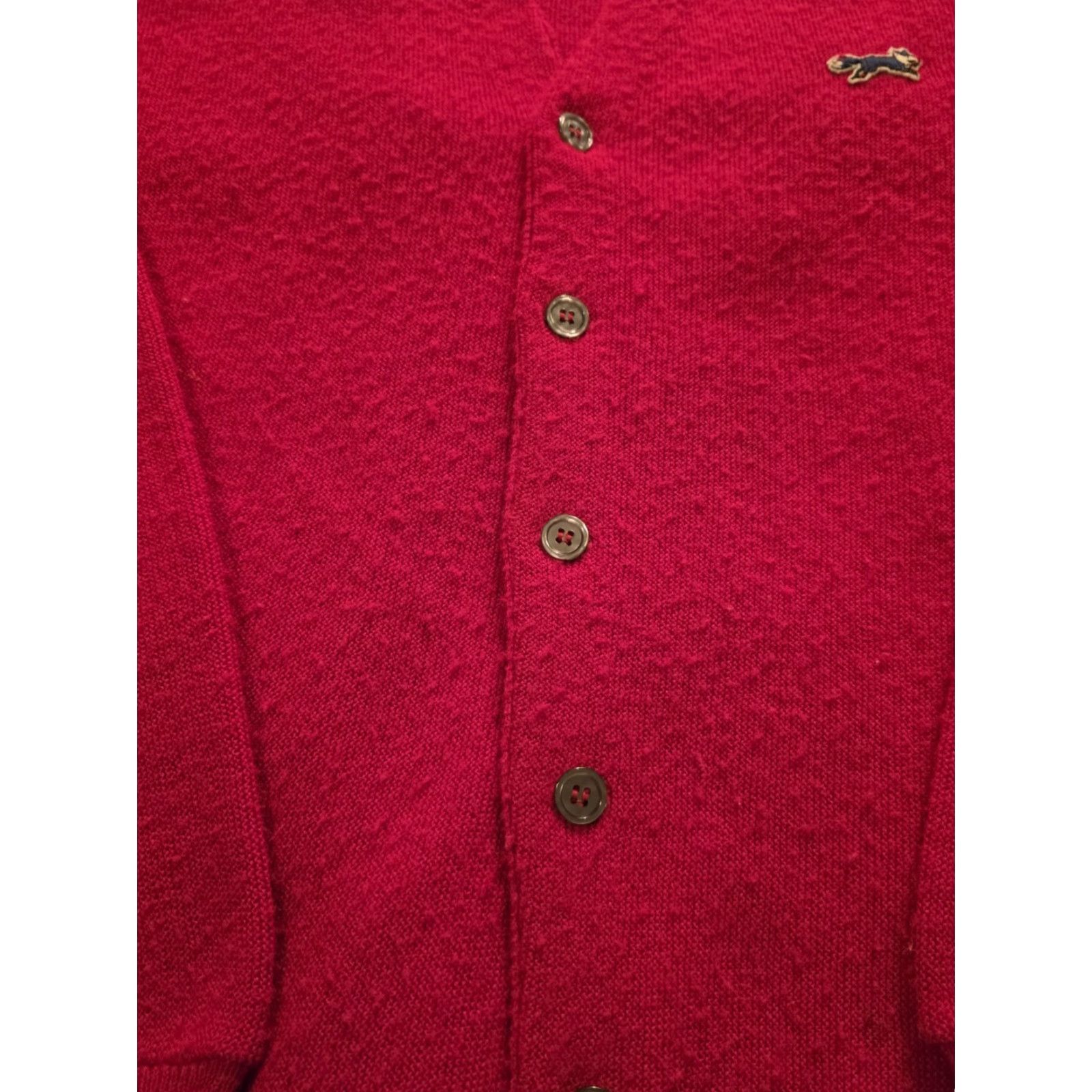 JCPenney VINTAGE JC Penney The Fox Sweater Cardigan Red Men's L V-Neck Long Sleeve Tight-Knit Button Logo Solid 70s USA Dad Size US L / EU 52-54 / 3 - 5 Thumbnail
