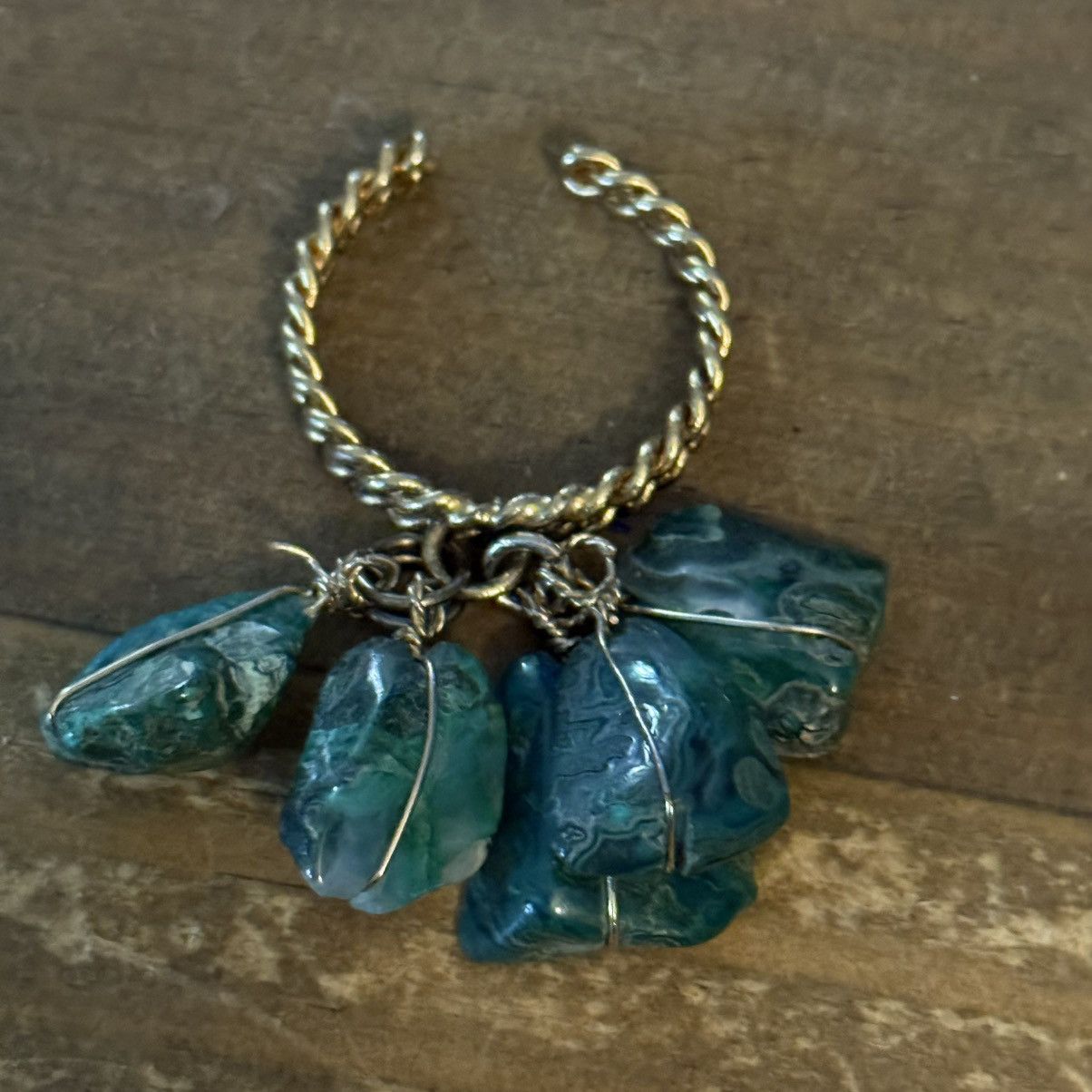 Vintage Vintage gold tone moss agate dangle cluster cuff ring Size ONE SIZE - 6 Thumbnail