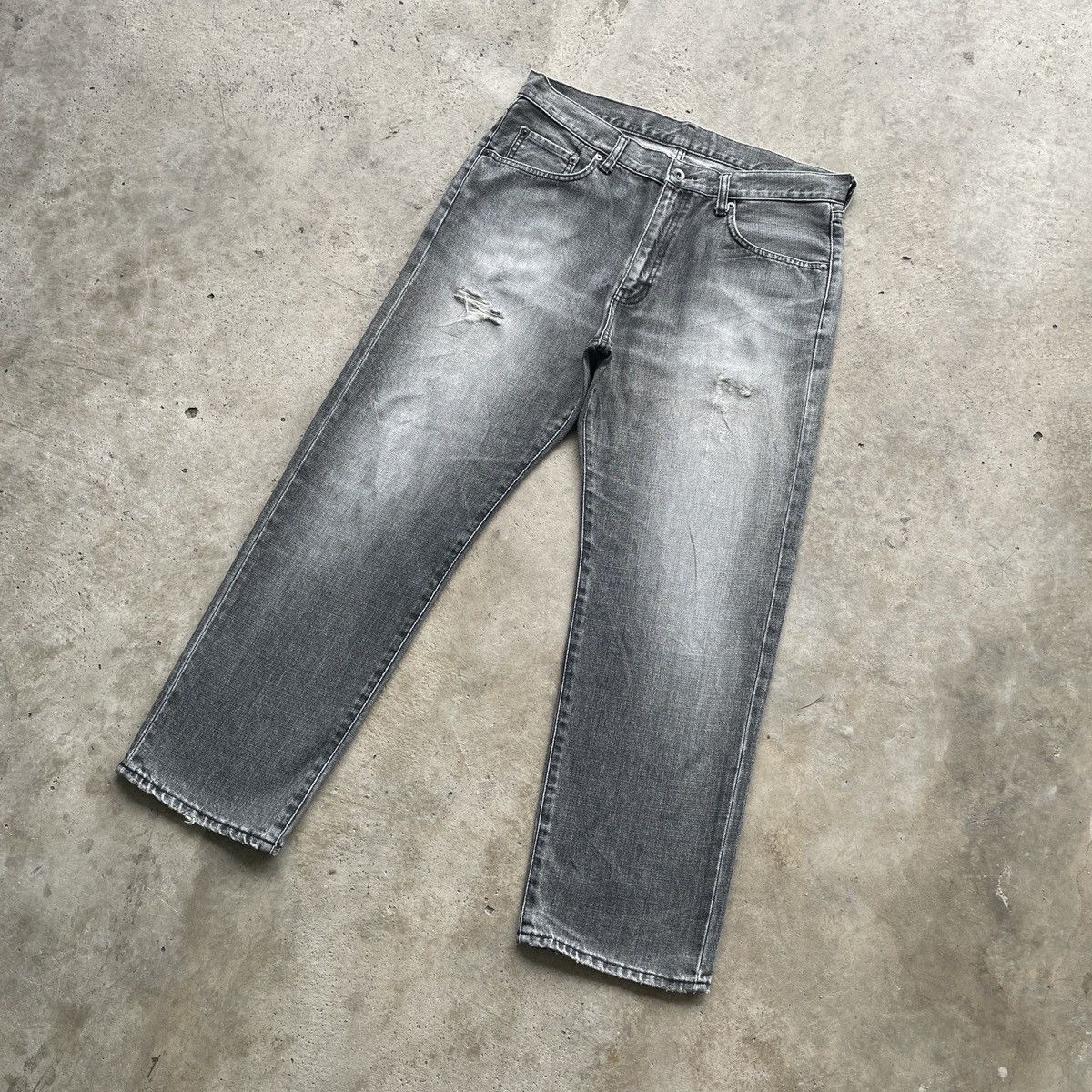 Japanese Brand × Jean × Vintage W34 Vintage Japanese Faded Black Distressed Jeans Pants Size US 34 / EU 50 - 3 Thumbnail