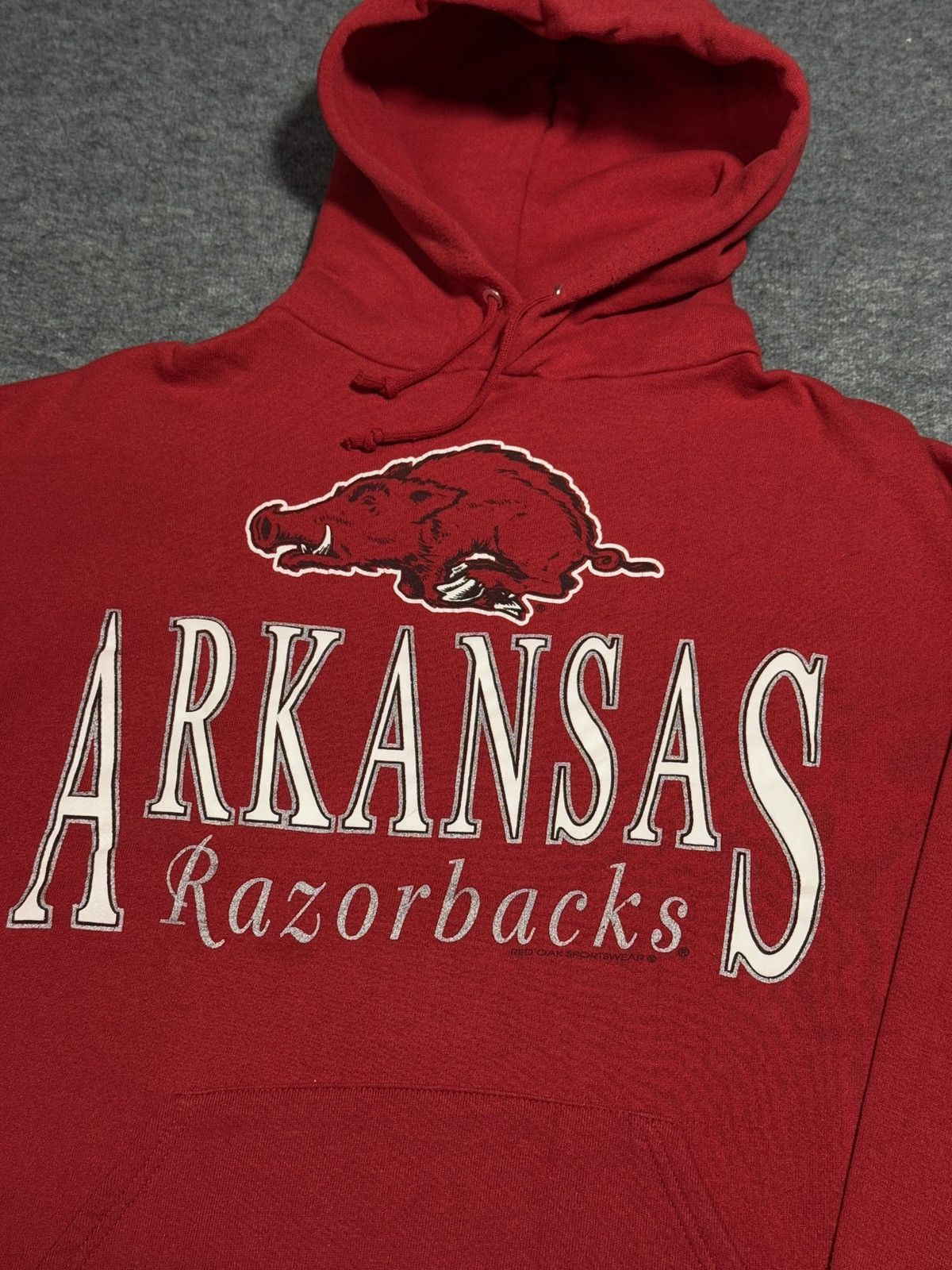 Vintage VTG Arkansas Razorbacks Hoodie Mens Large Red Jerzees USA Size US L / EU 52-54 / 3 - 2 Thumbnail