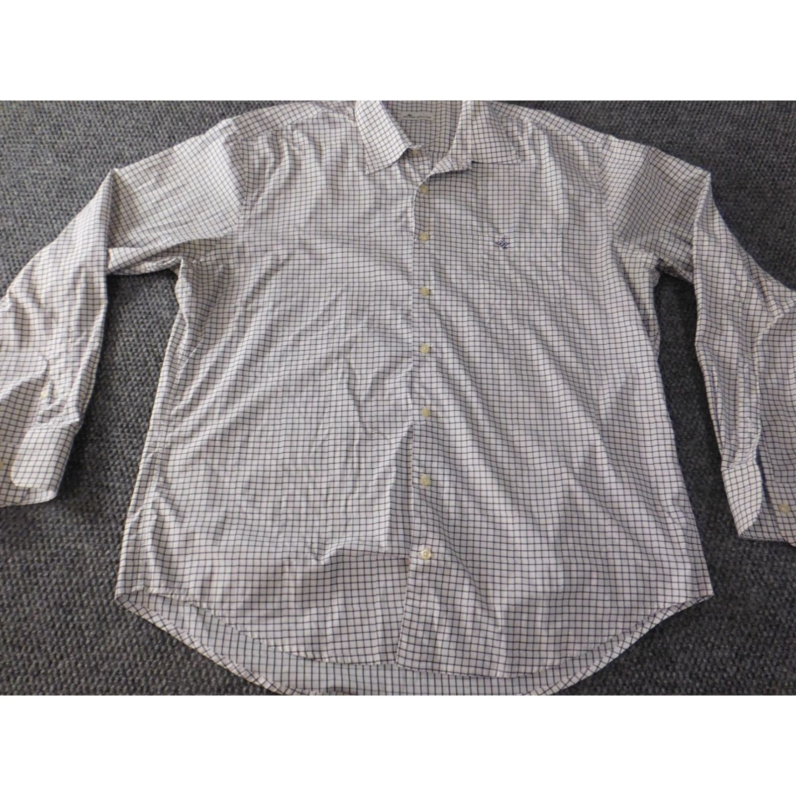 Peter Millar Peter Millar Shirt Mens XL White Plaid Button-Up Long Sleeve Slim Stretch Classic Collared Knit Nylon Spandex Button Down Boys Girls? Size US XL / EU 56 / 4 - 2 Thumbnail