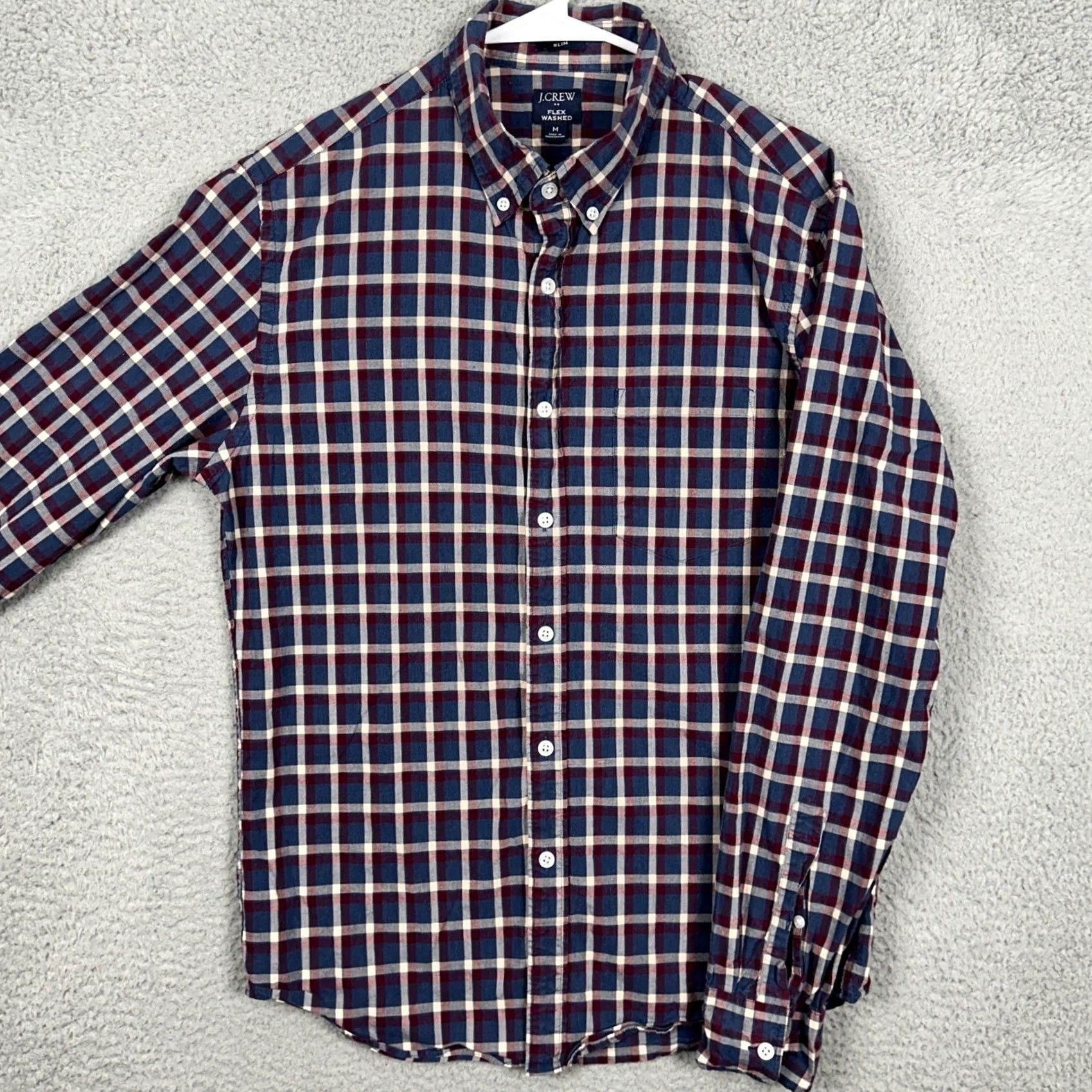 J.Crew VINTAGE J Crew Flex Washed Mens Medium Slim Fit Shirt Button Down Blue Red Plaid EUC Size US M / EU 48-50 / 2 - 2 Thumbnail