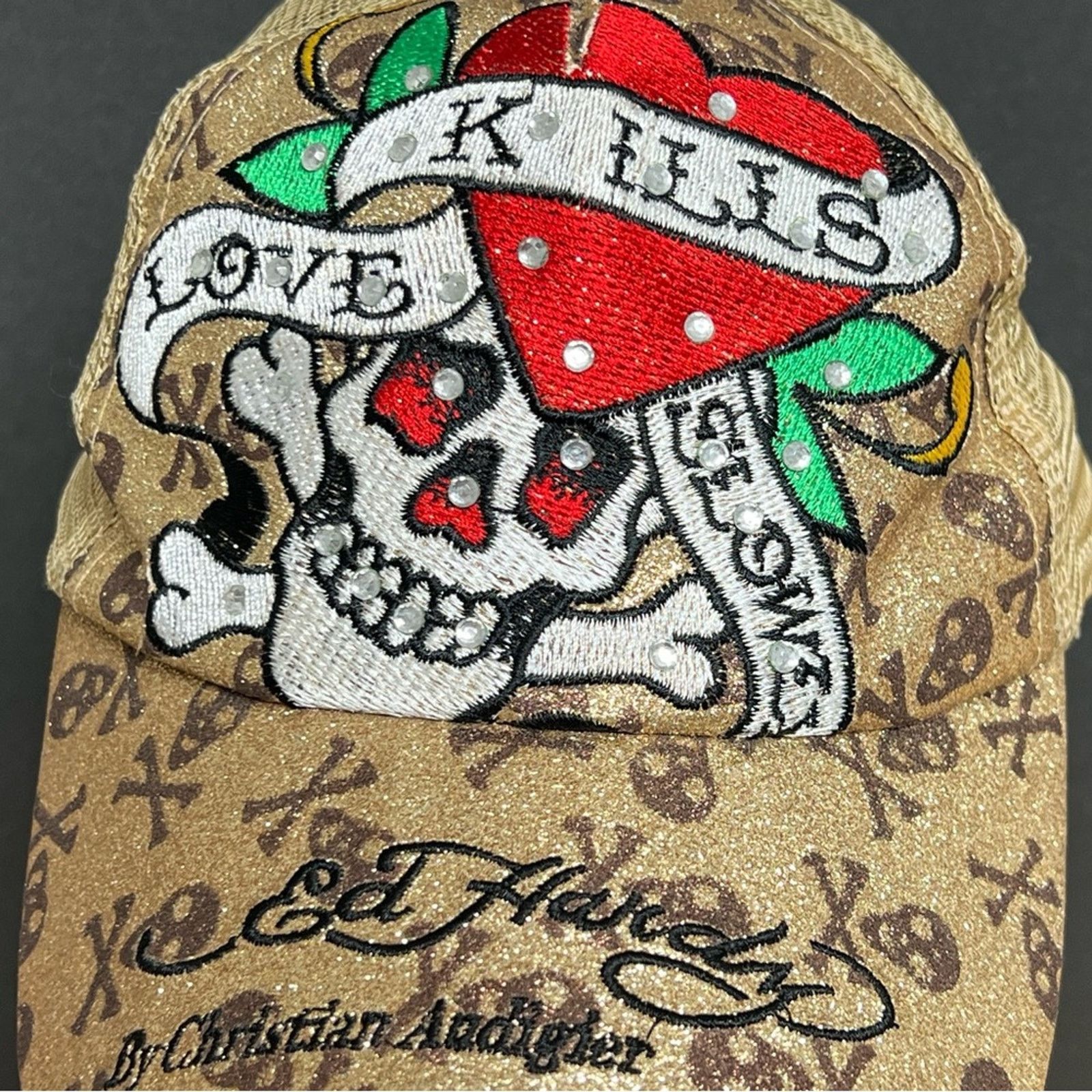 Ed Hardy Ed Hardy Snapback Denim Hat Love Kills Slowly Skull & Heart Size ONE SIZE - 2 Thumbnail