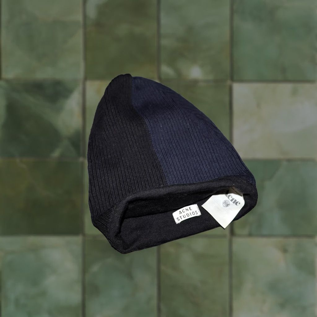 Acne Studios ACNE STUDIOS Winter Hat 100% Merino Wool Black Blue One Size Mens Vintage Authentic Original Hat Size ONE SIZE - 1 Thumbnail