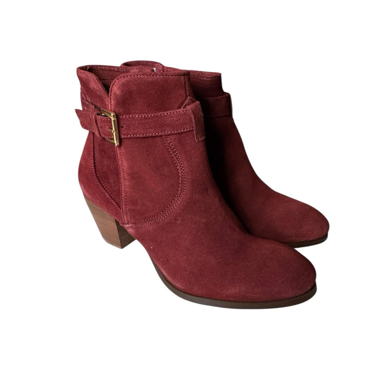 Other Diba NEW Sleek Bootie Burgundy Suede Gold Buckle Ankle Size US 9.5 / IT 39.5 - 1 Thumbnail