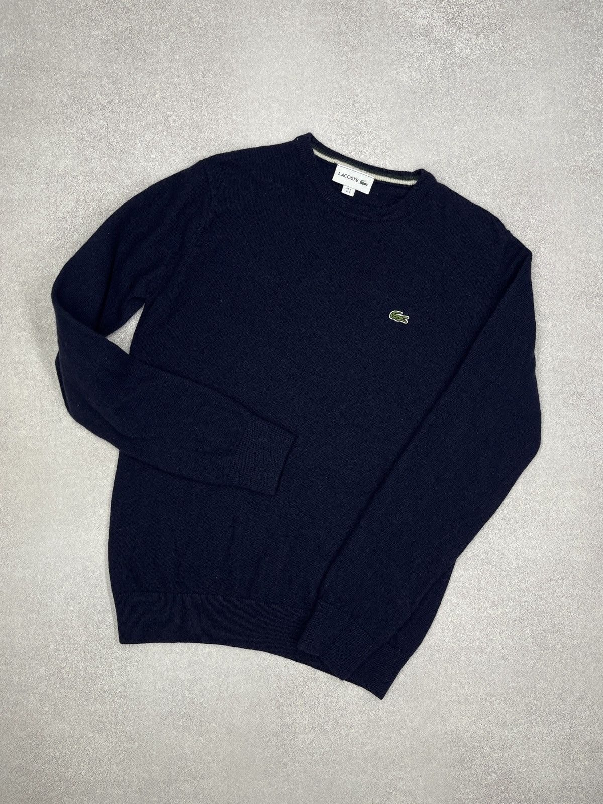 Mens Lacoste Wool Sweater Navy Size S