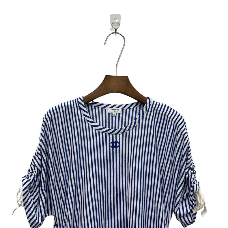 Chanel Chanel Navy blue and white striped drawstring dress Size M / US 6-8 / IT 42-44 - 3 Thumbnail