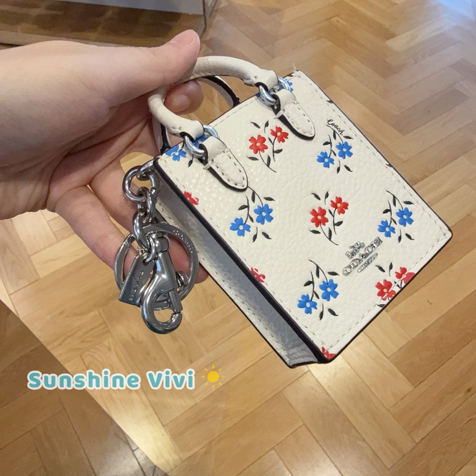 Coach NWT Coach CU545 North South Mini Leather Bag Charm Floral Size ONE SIZE - 2 Thumbnail