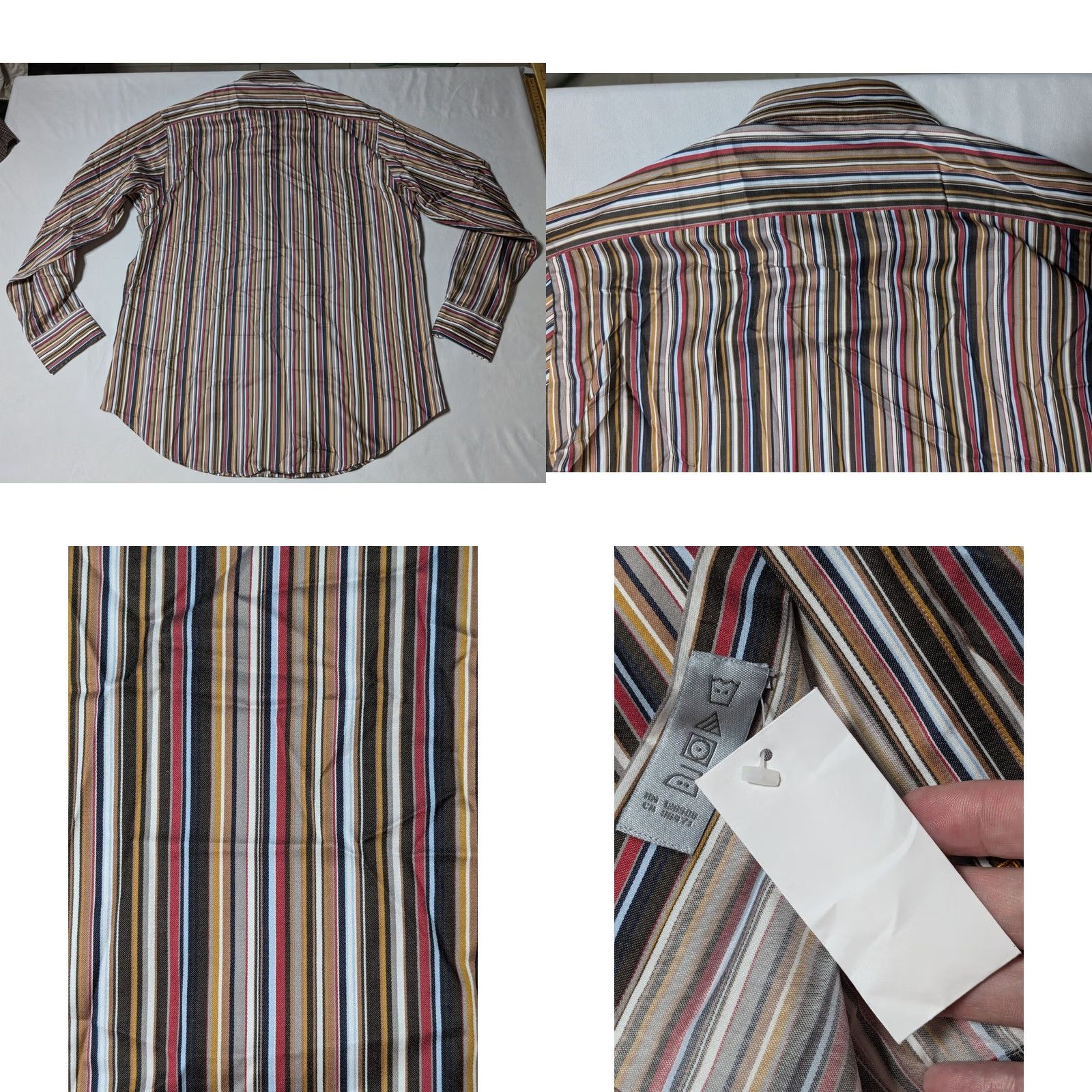 Vintage TD THOMAS DEAN Men Dress Shirt XL Brown Striped Button-Up Cotton NEW Size 46R - 10 Thumbnail