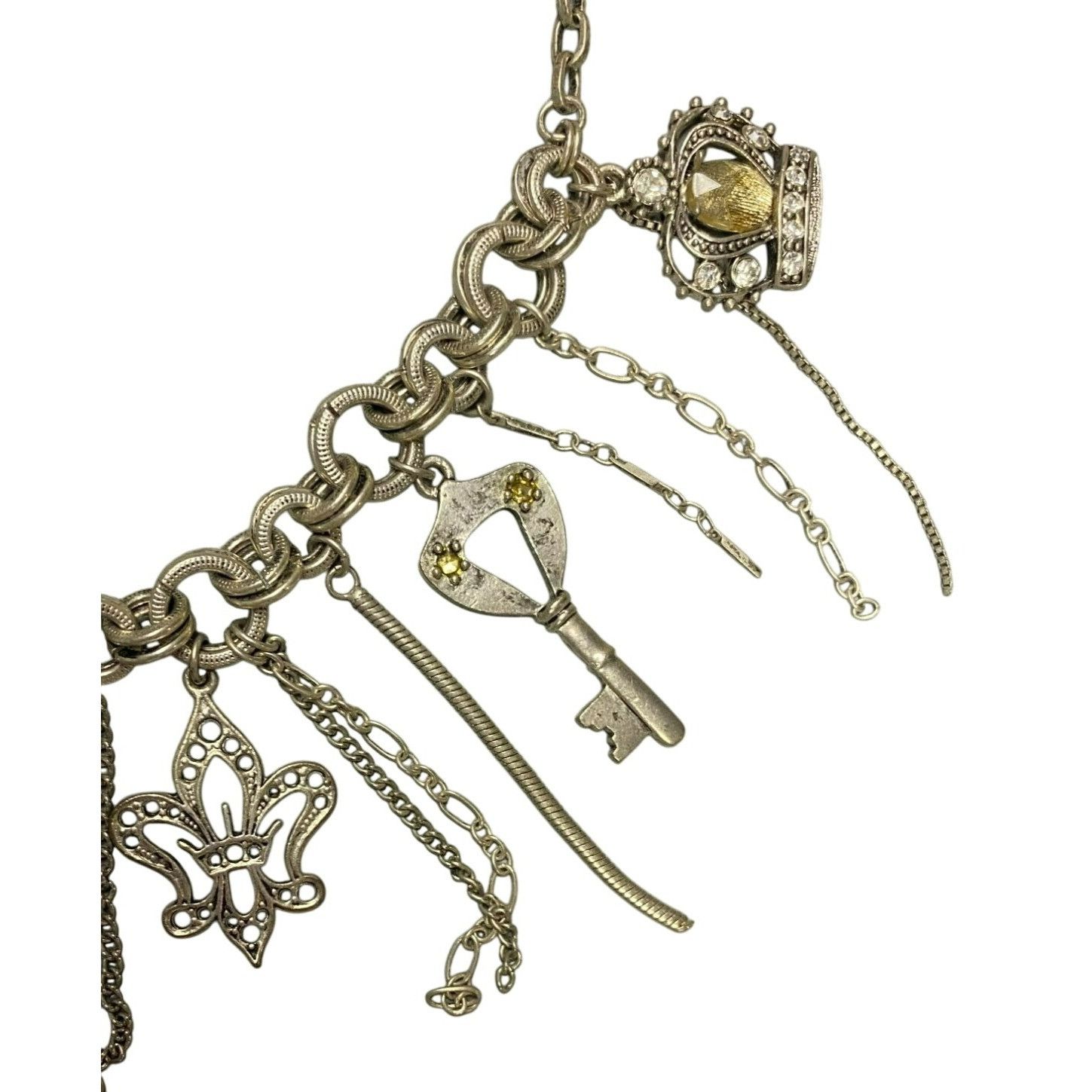 Other Steampunk Waterfall Charm Necklace With Key, Shield, Crown a Size ONE SIZE - 5 Thumbnail