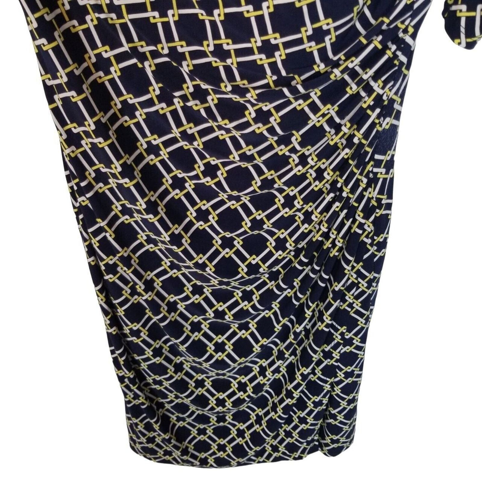 Lauren Ralph Lauren Lauren Ralph Lauren Womens Geometric Ruched Sheath Dress 10 Size L / US 10 / IT 46 - 3 Thumbnail
