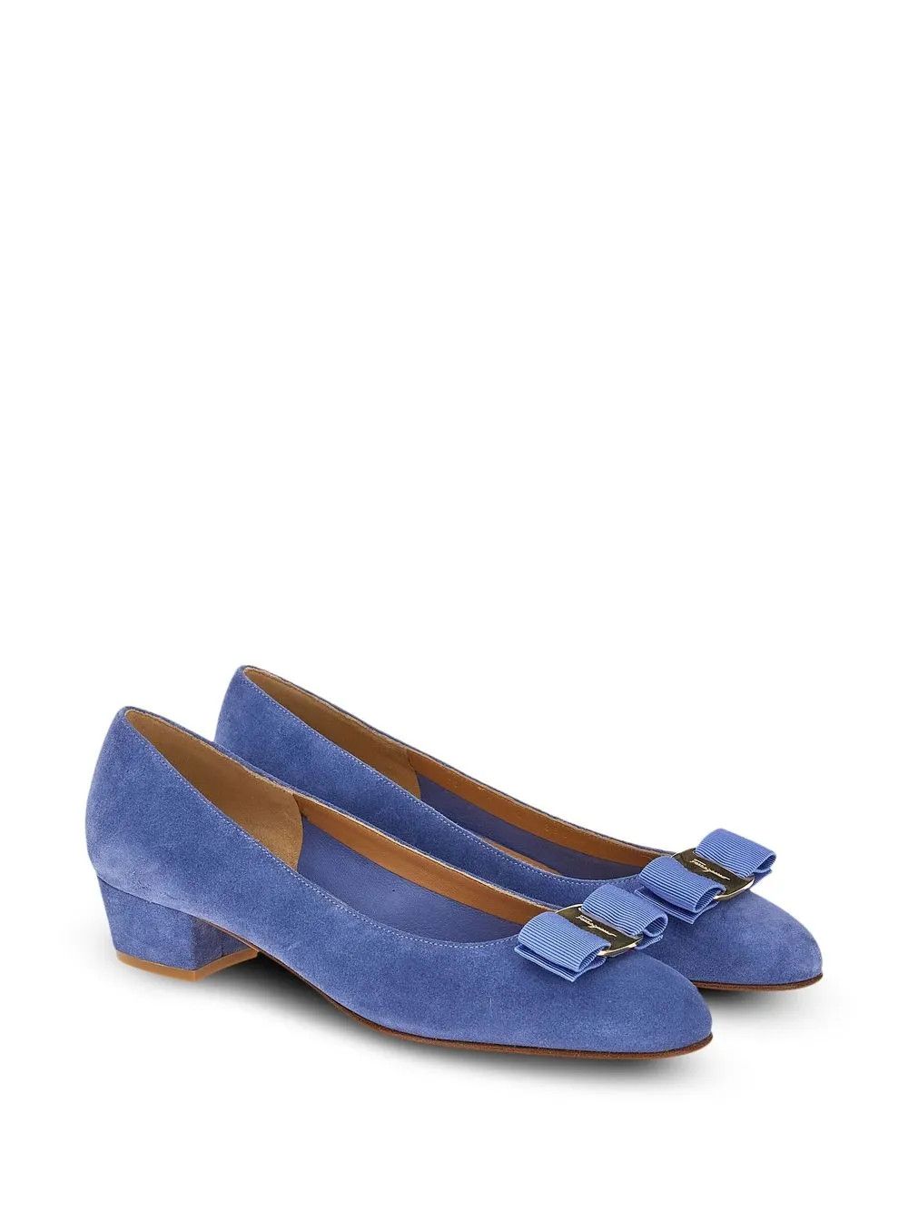 Salvatore Ferragamo o1y0426 Block Heel Pumps in Blue Size US 5 / IT 35 - 2 Thumbnail