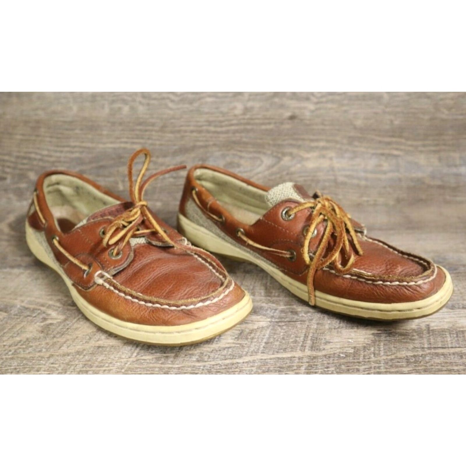 Sperry VINTAGE Sperry Top Sider Women’s Leather Moccasin Boat Shoe Loafers Brown 7.5 M 9276632 Size M / US 6-8 / IT 42-44 - 2 Thumbnail
