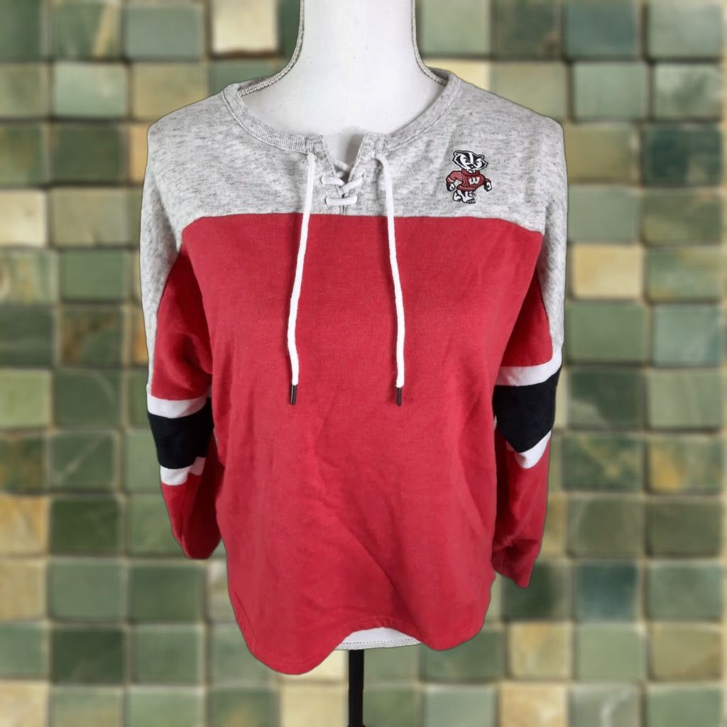 Vintage Colosseum Wisconsin Badgers Women's Pullover Sweatshirt Size S Red Crew Neck Long Sleeve cotton blend Sweatshirt Size S / US 4 / IT 40 - 1 Thumbnail