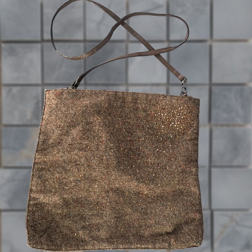 Bottega Veneta BOTTEGA VENETA Brown Rhinestones Wool Cross Body Handbag Size ONE SIZE - 1 Thumbnail