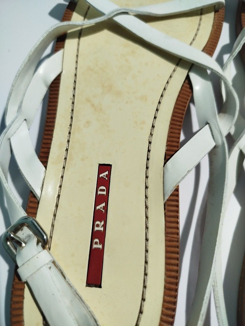 Prada Prada White Strappy Sandals / Size 40.5 Size US 10.5 / IT 40.5 - 5 Thumbnail